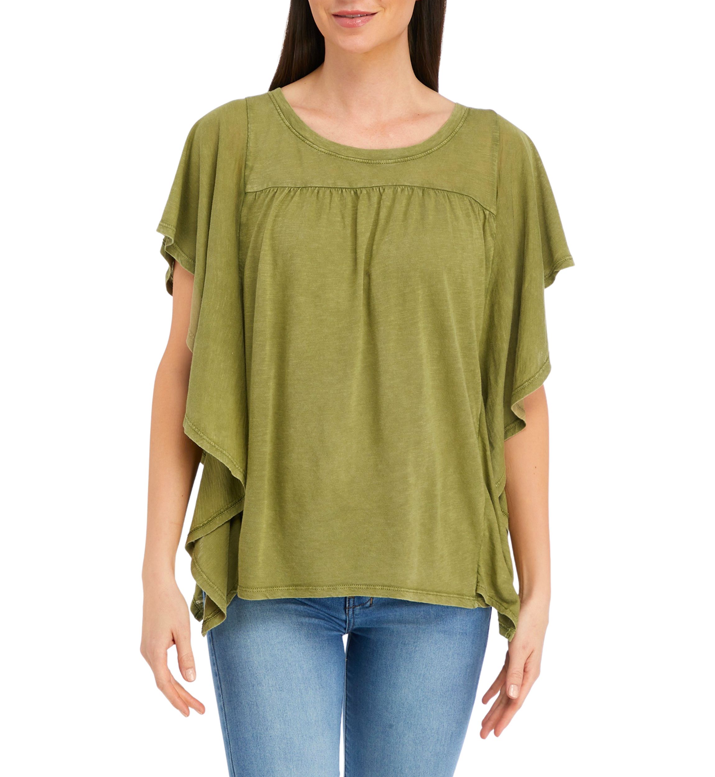 Womens Ruffle Sleeve Side Tie Shirt 