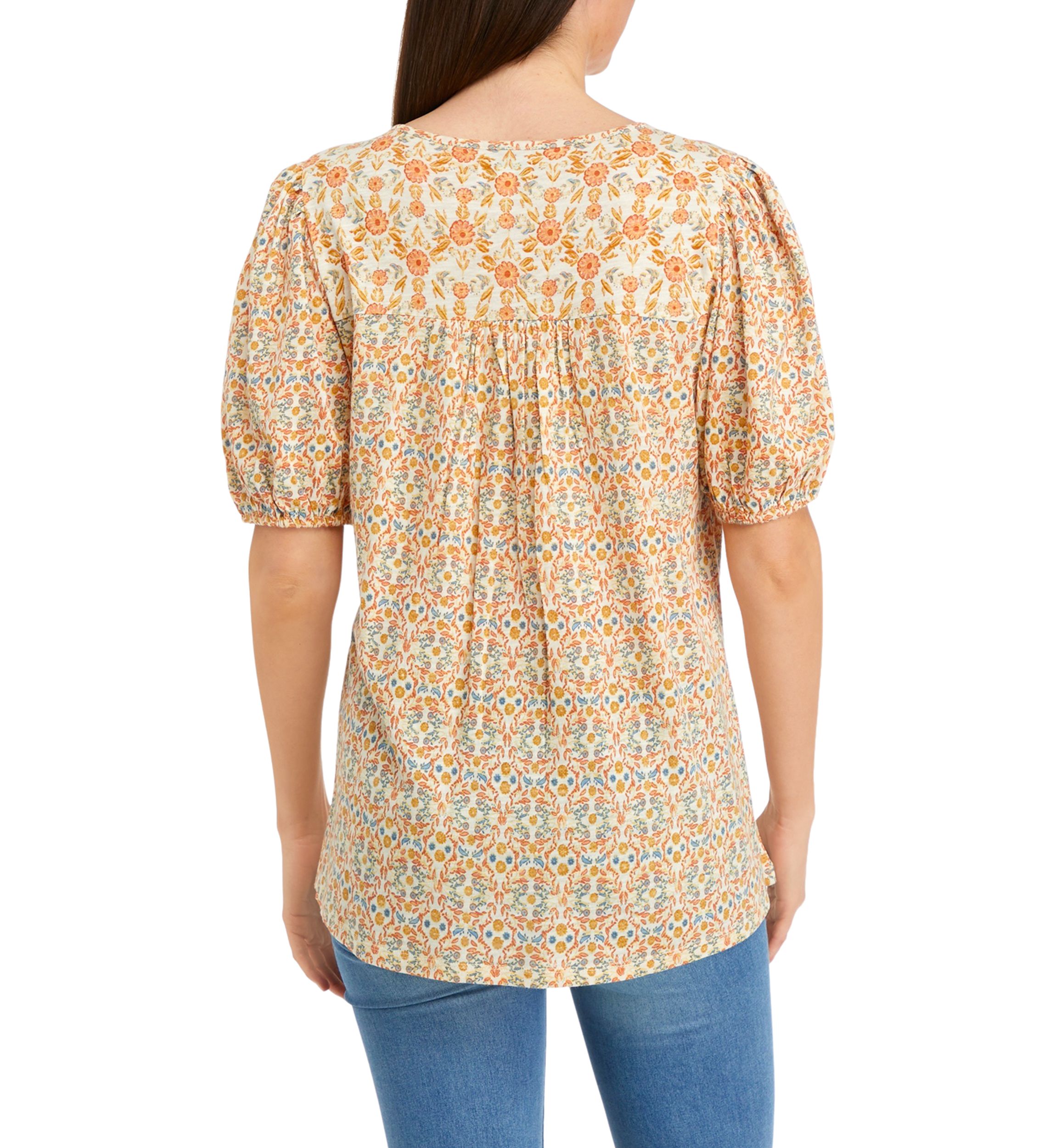 Womens Elbow Sleeve Henley Tunic Top