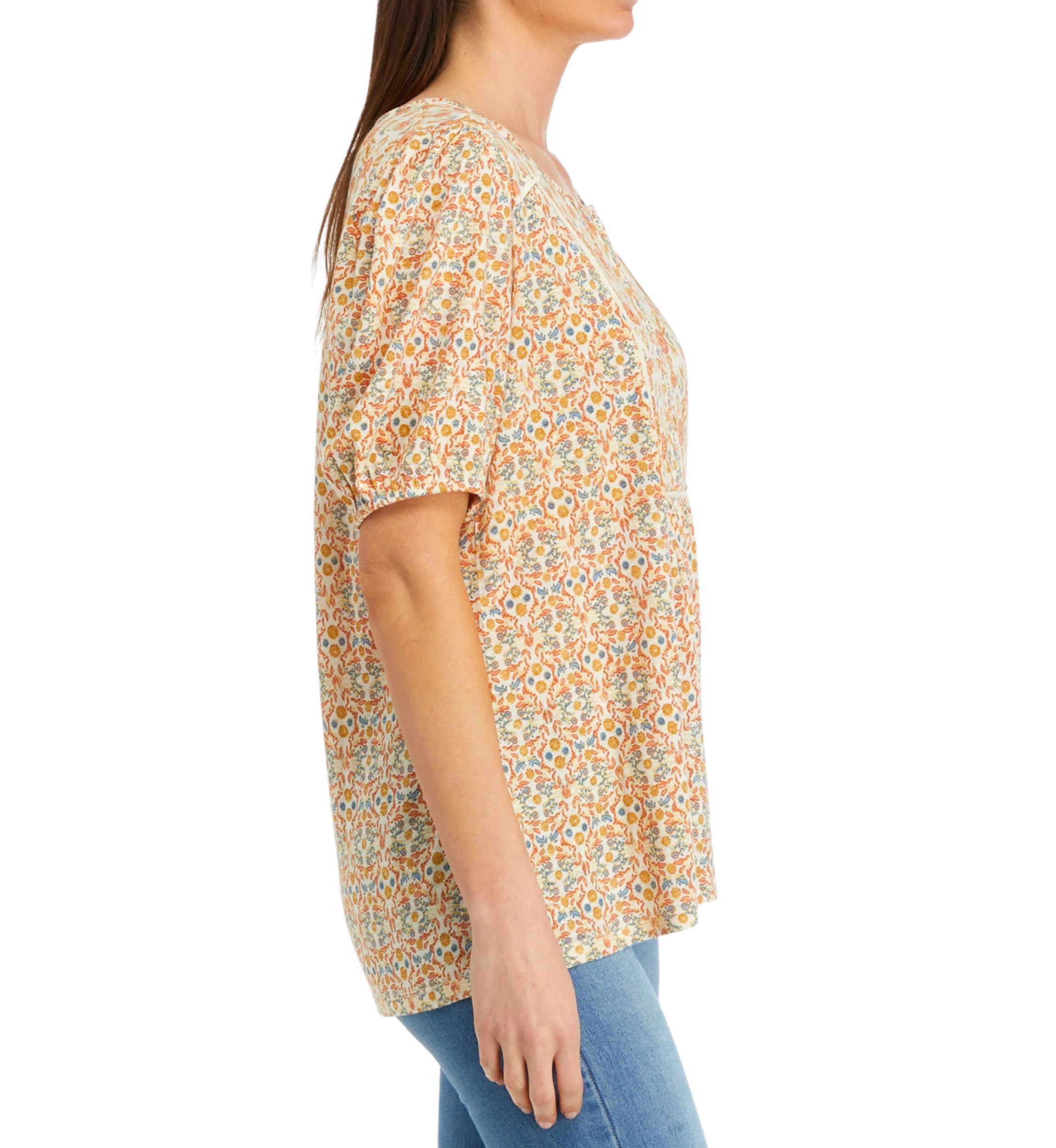 Womens Elbow Sleeve Henley Tunic Top