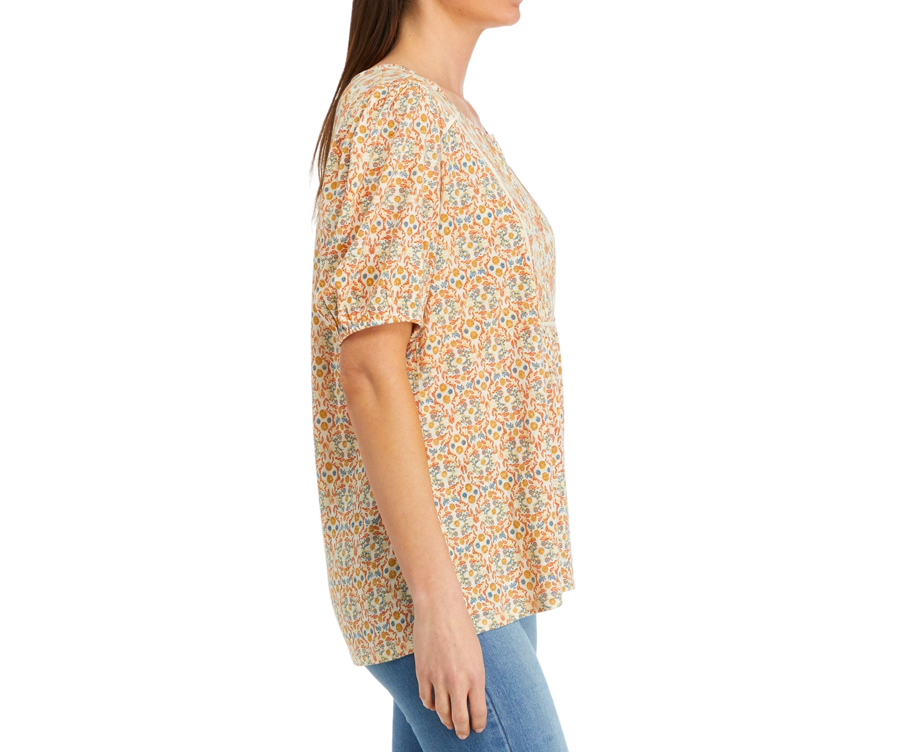 Womens Elbow Sleeve Henley Tunic Top