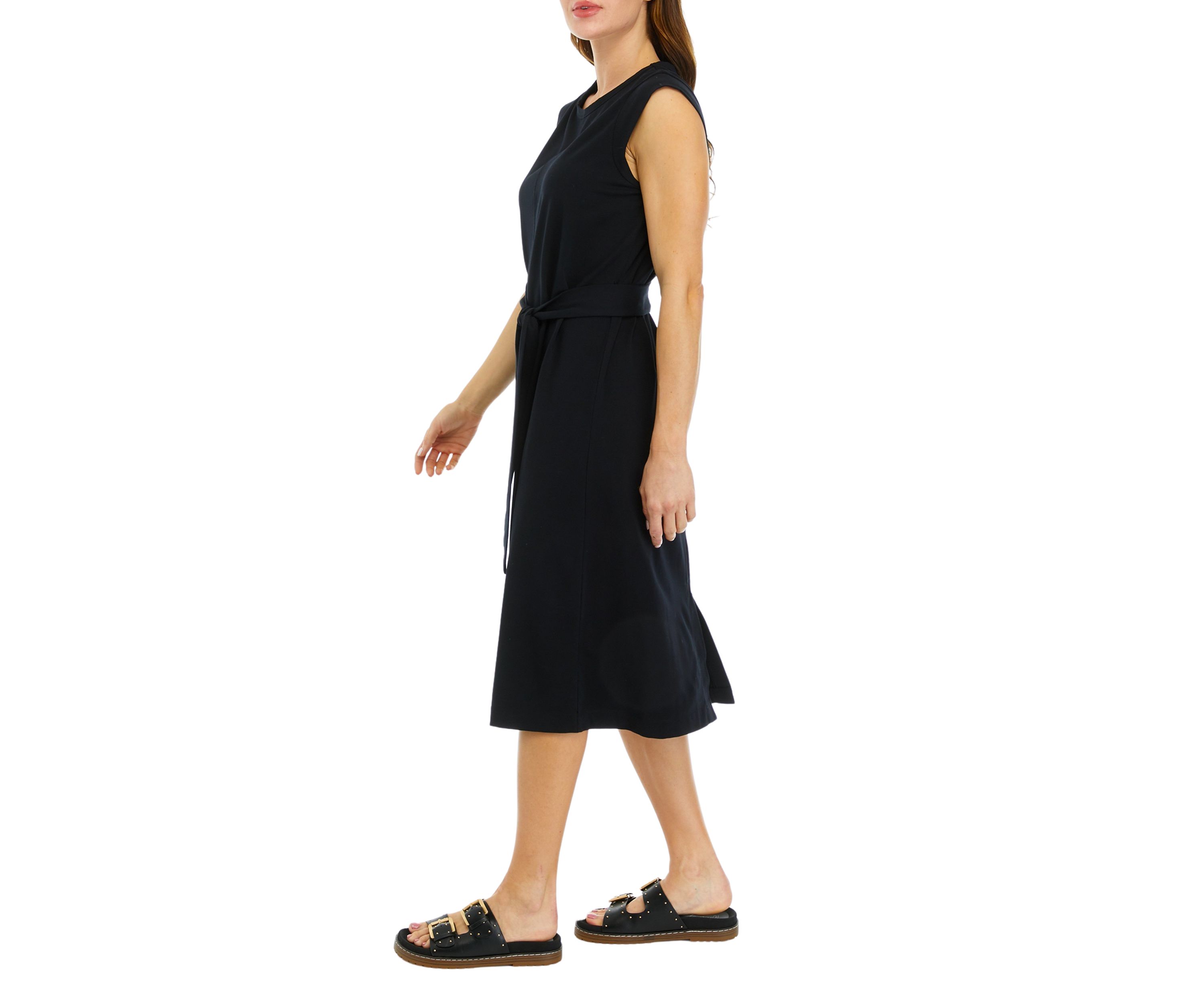 Womens Tie Waist Midi Dress