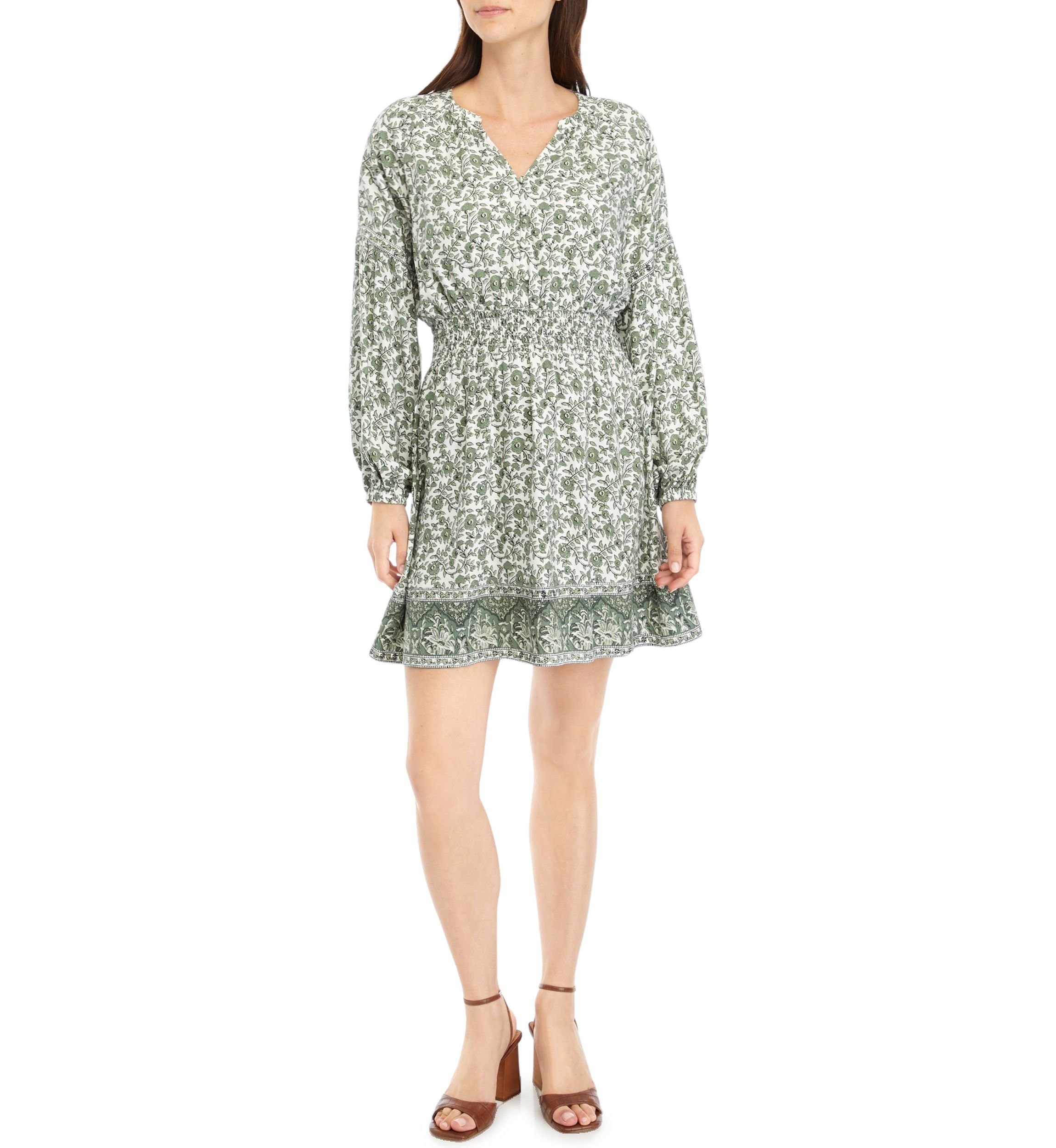 Womens Smocked Waist Midi Dress