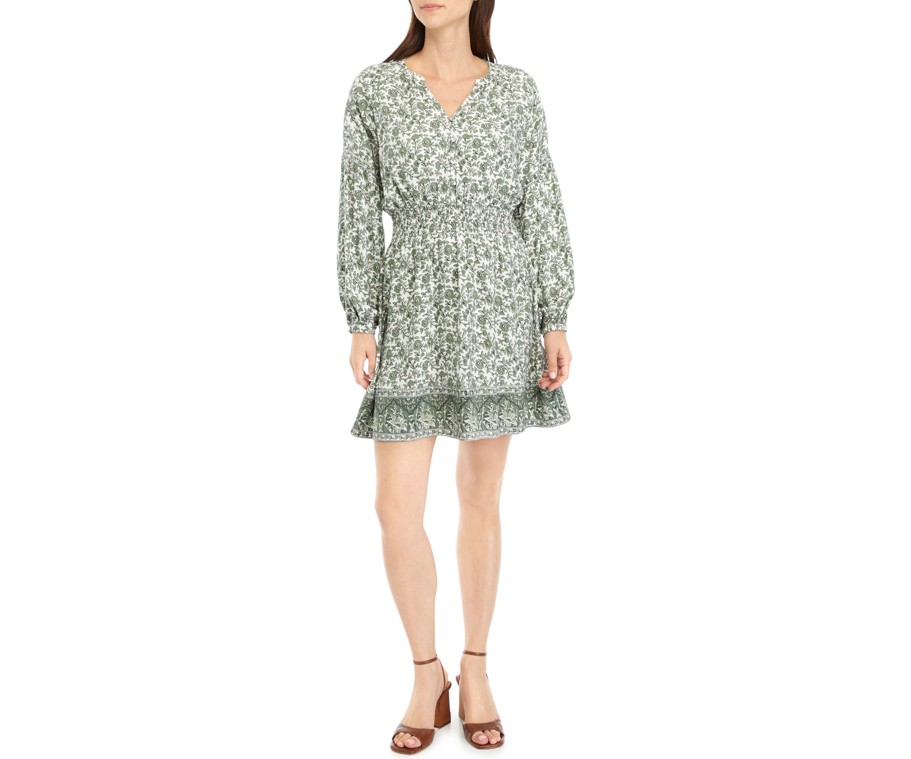 Womens Smocked Waist Midi Dress