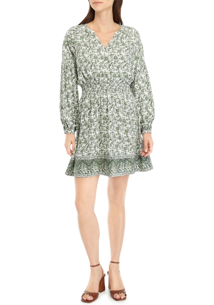 Womens Smocked Waist Midi Dress
