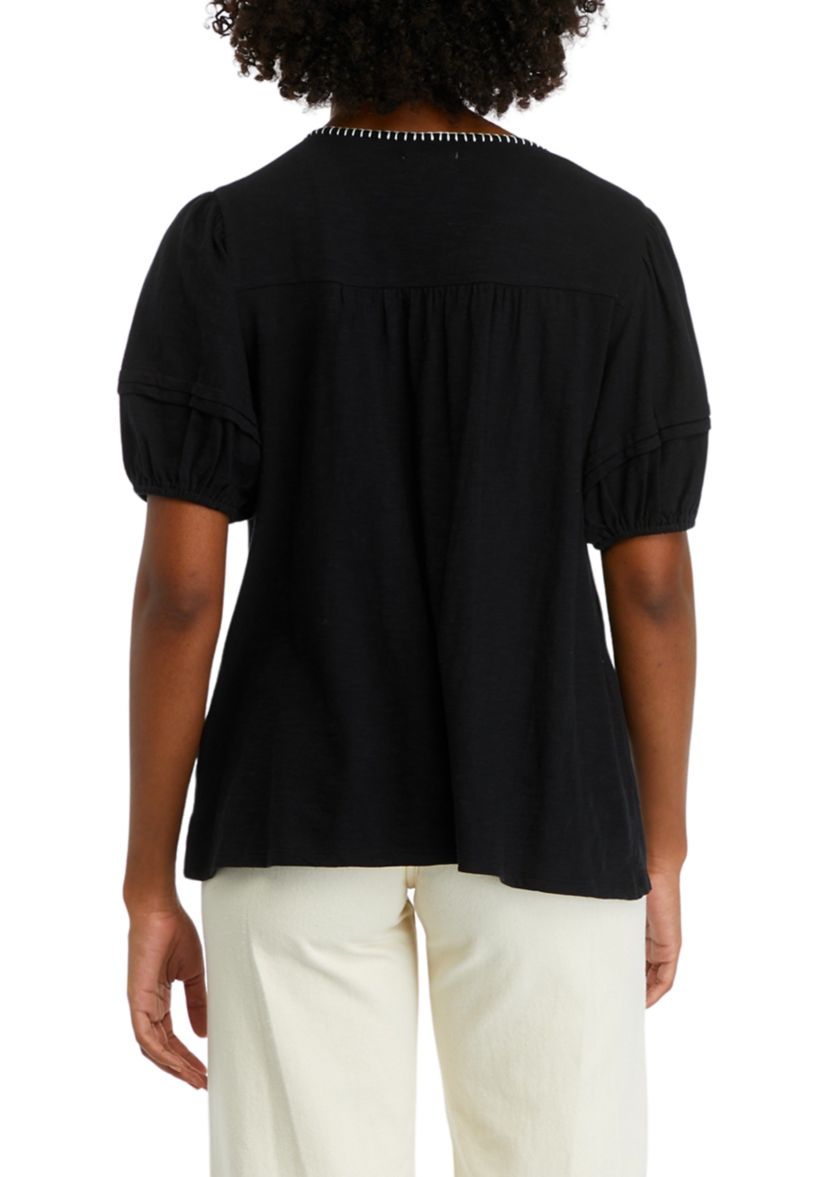 Womens Printed Peasant Top