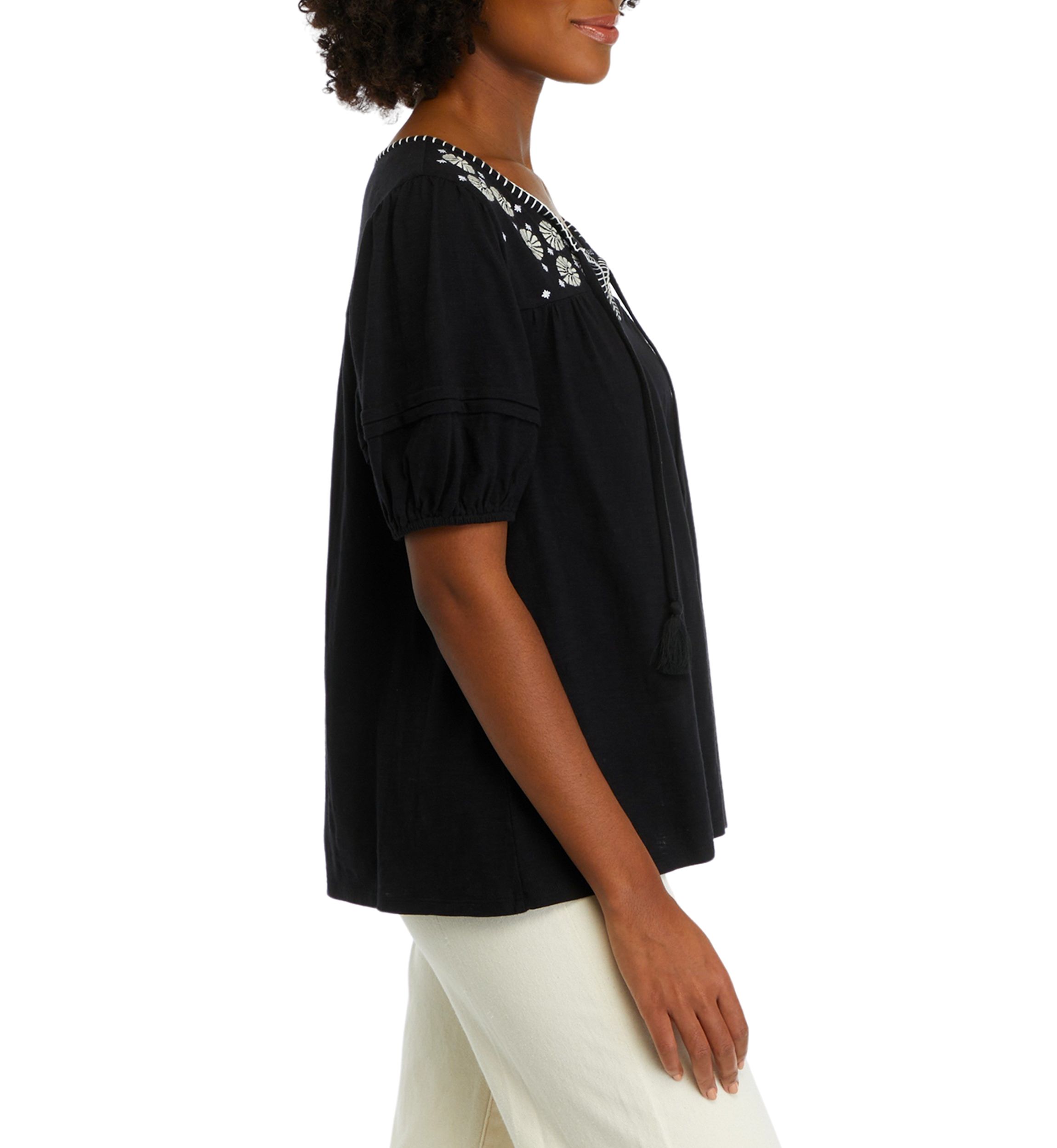 Womens Printed Peasant Top