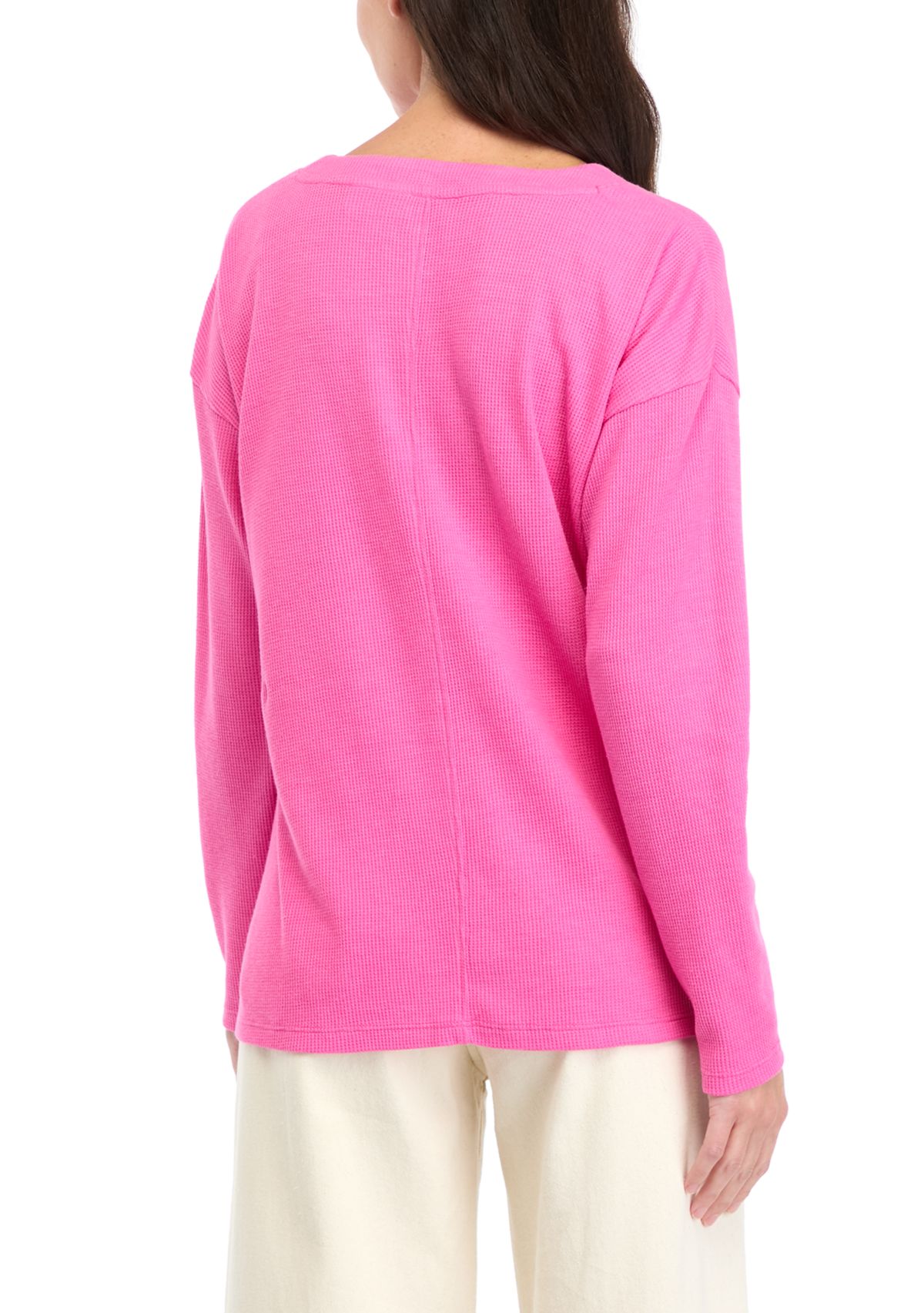 Womens Long Sleeve V-Neck Seam Front Top