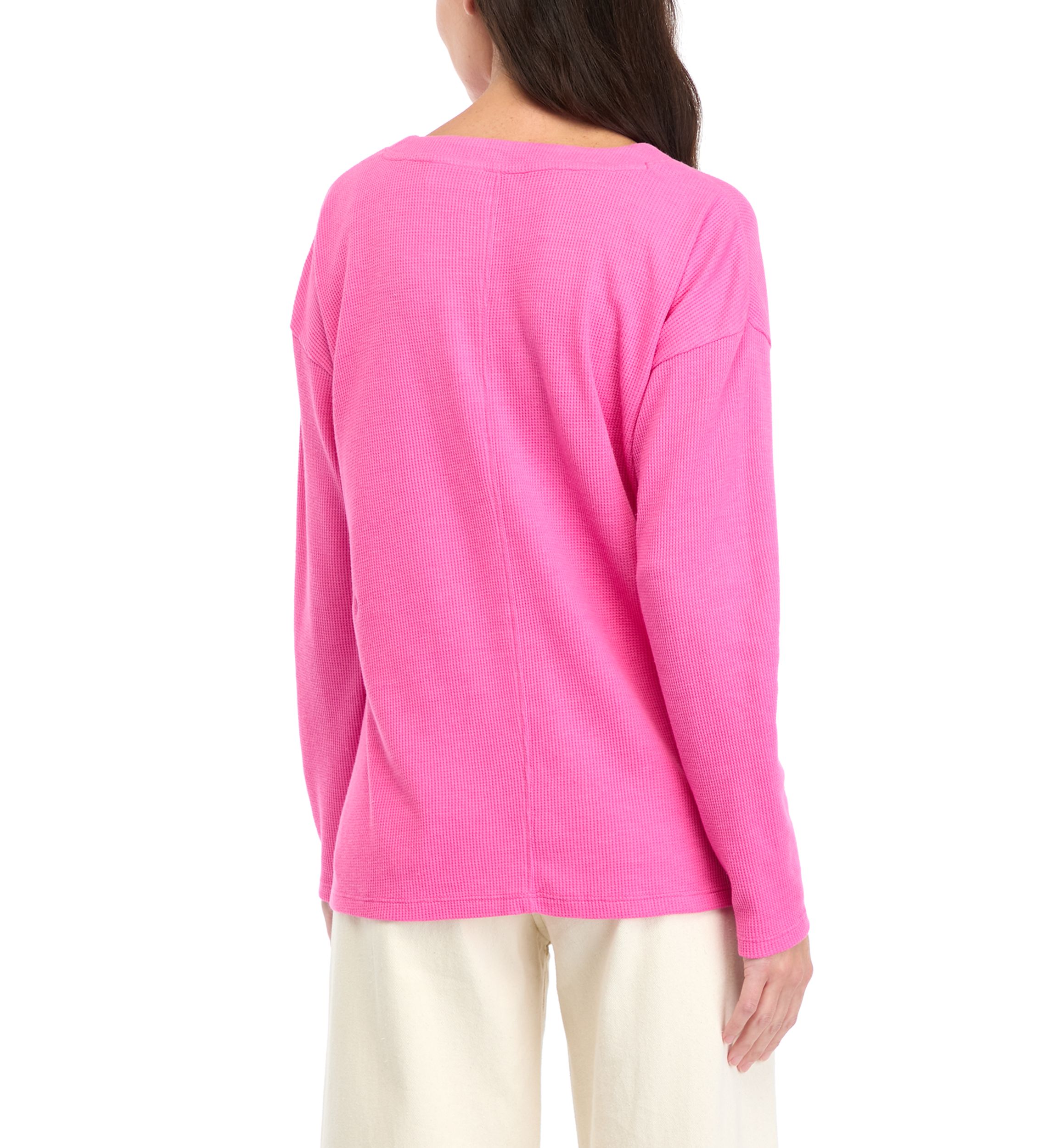 Womens Long Sleeve V-Neck Seam Front Top