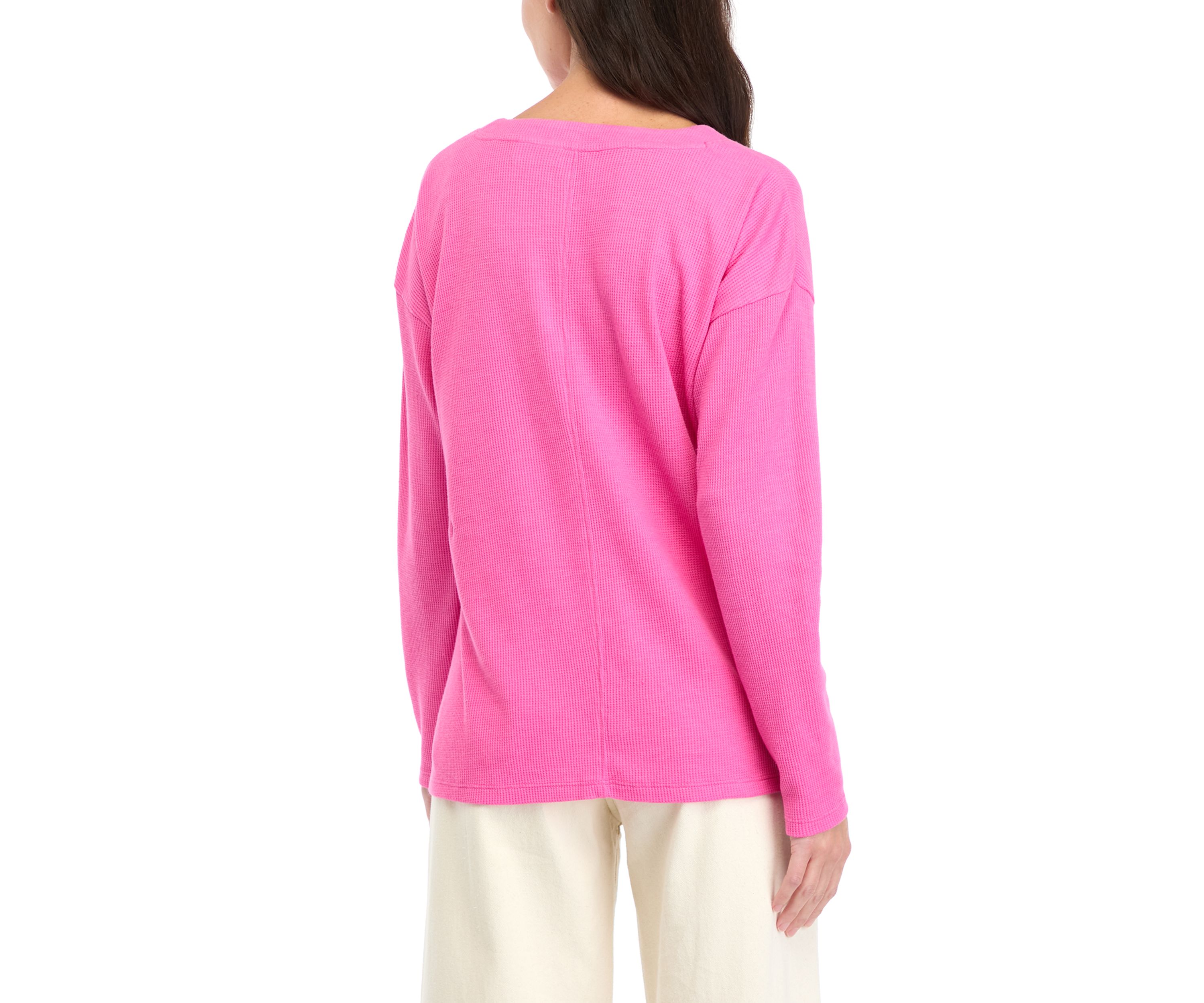 Womens Long Sleeve V-Neck Seam Front Top