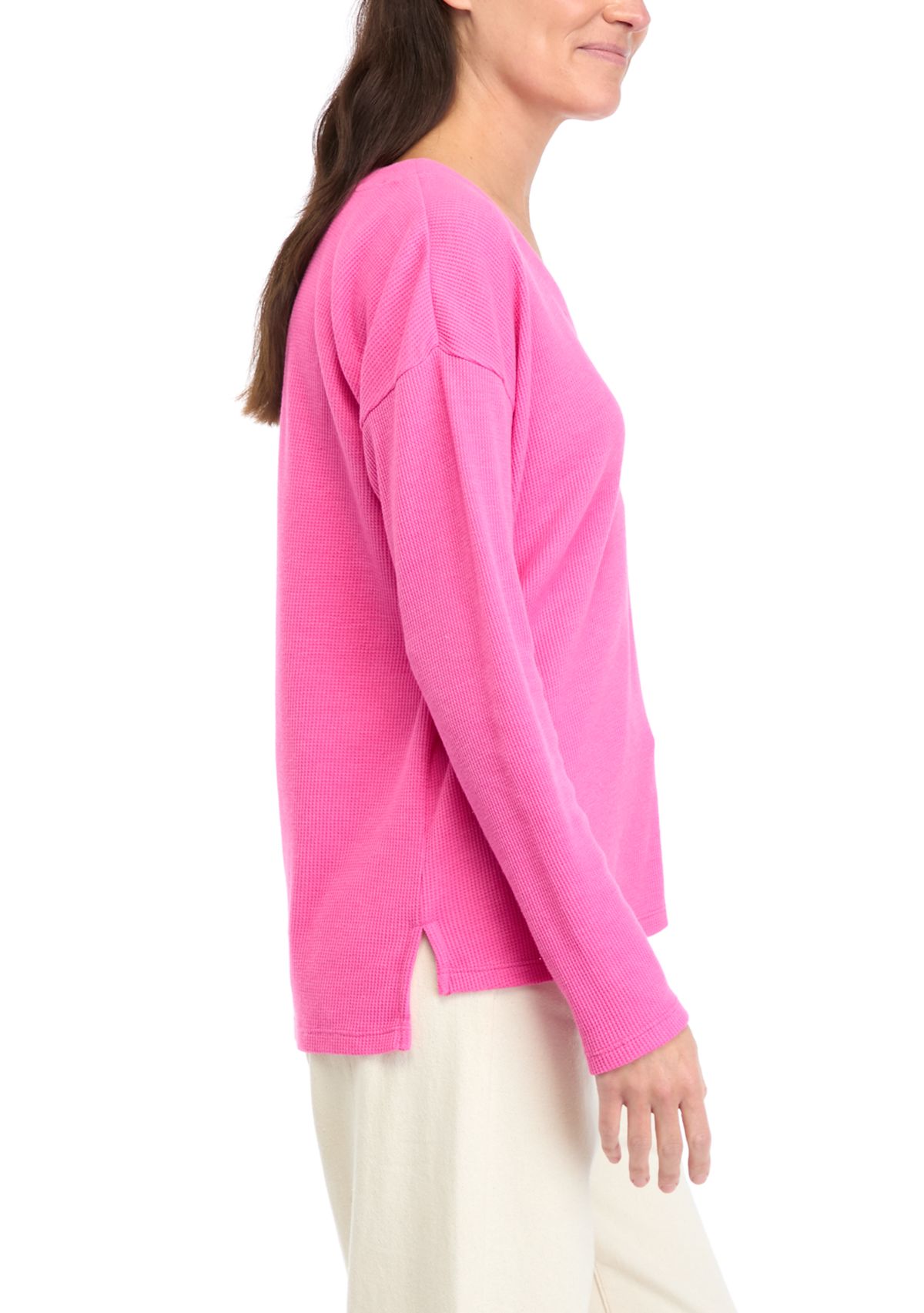 Womens Long Sleeve V-Neck Seam Front Top