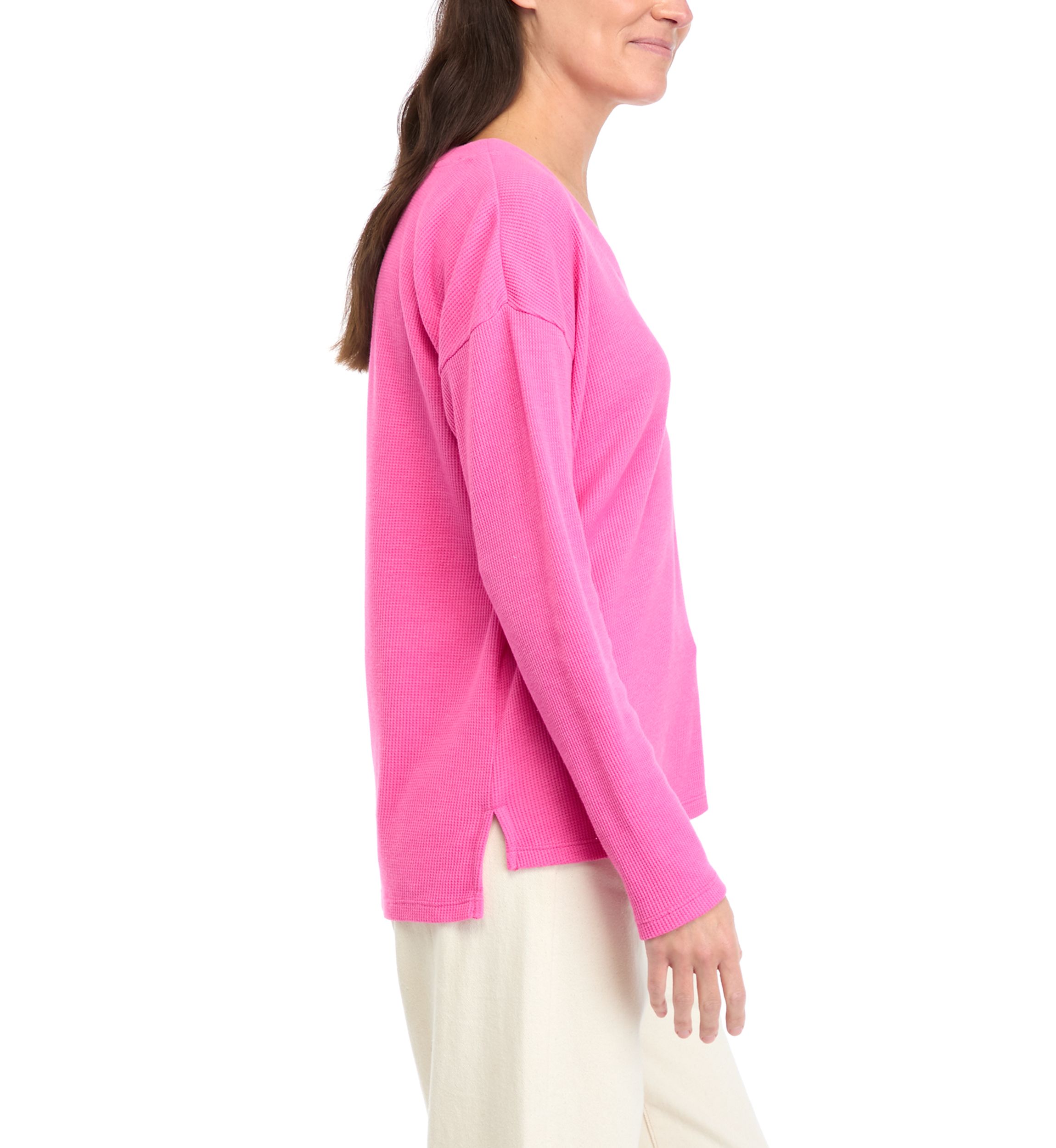 Womens Long Sleeve V-Neck Seam Front Top