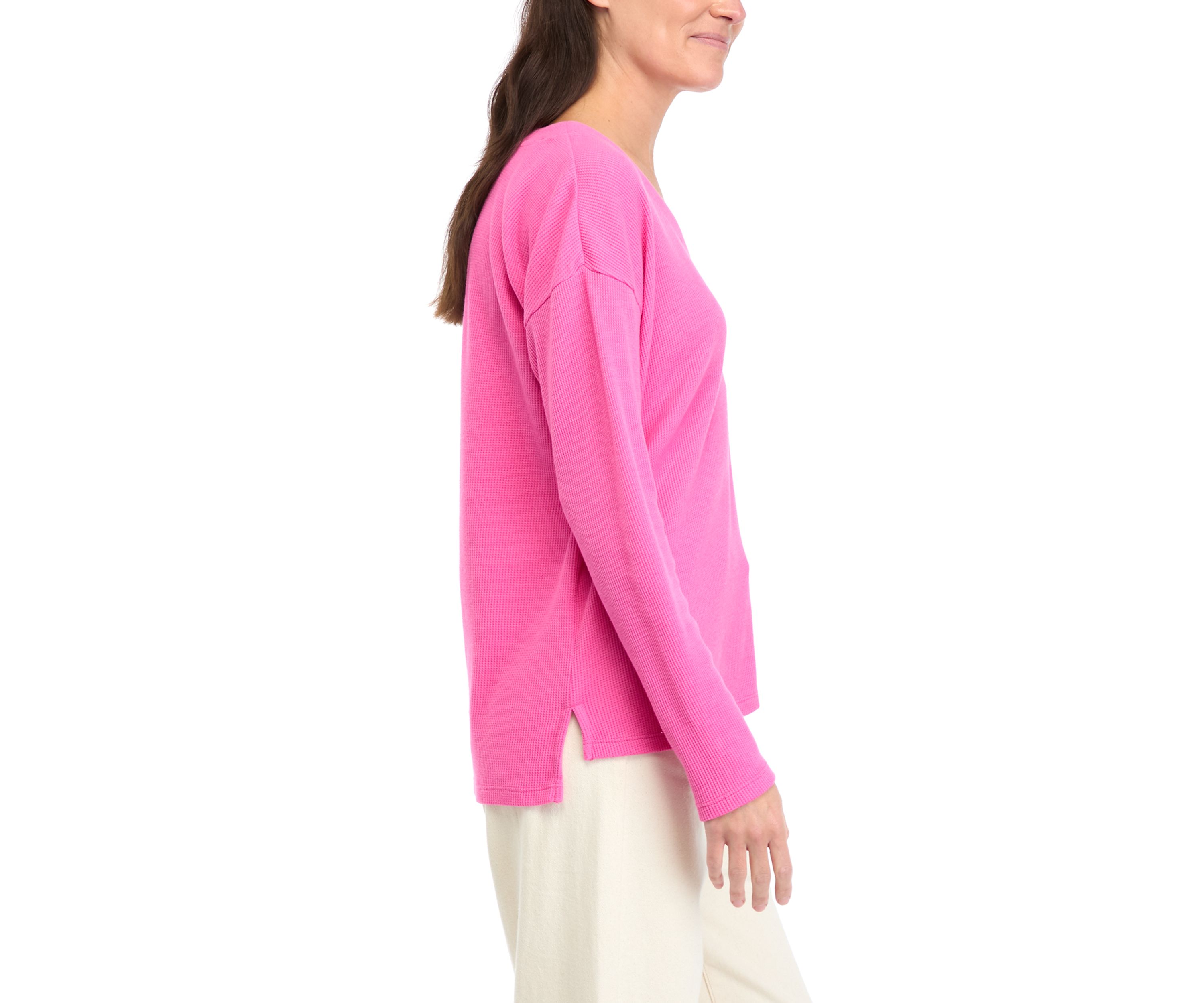 Womens Long Sleeve V-Neck Seam Front Top