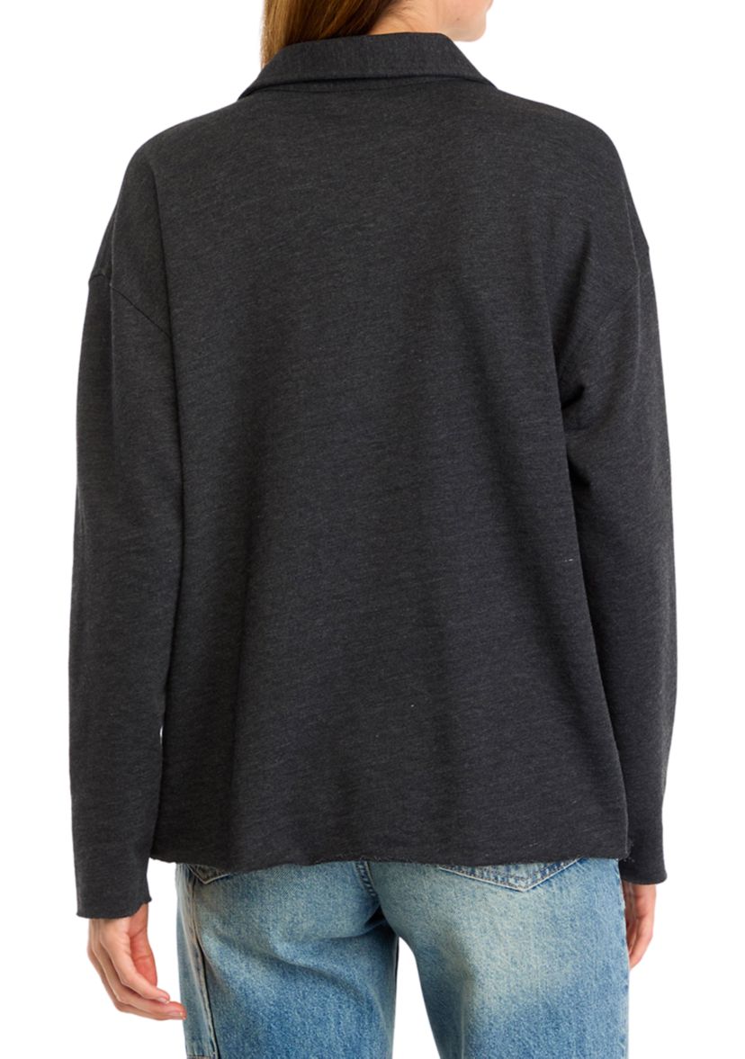 Womens Johnny Collar Pullover Top
