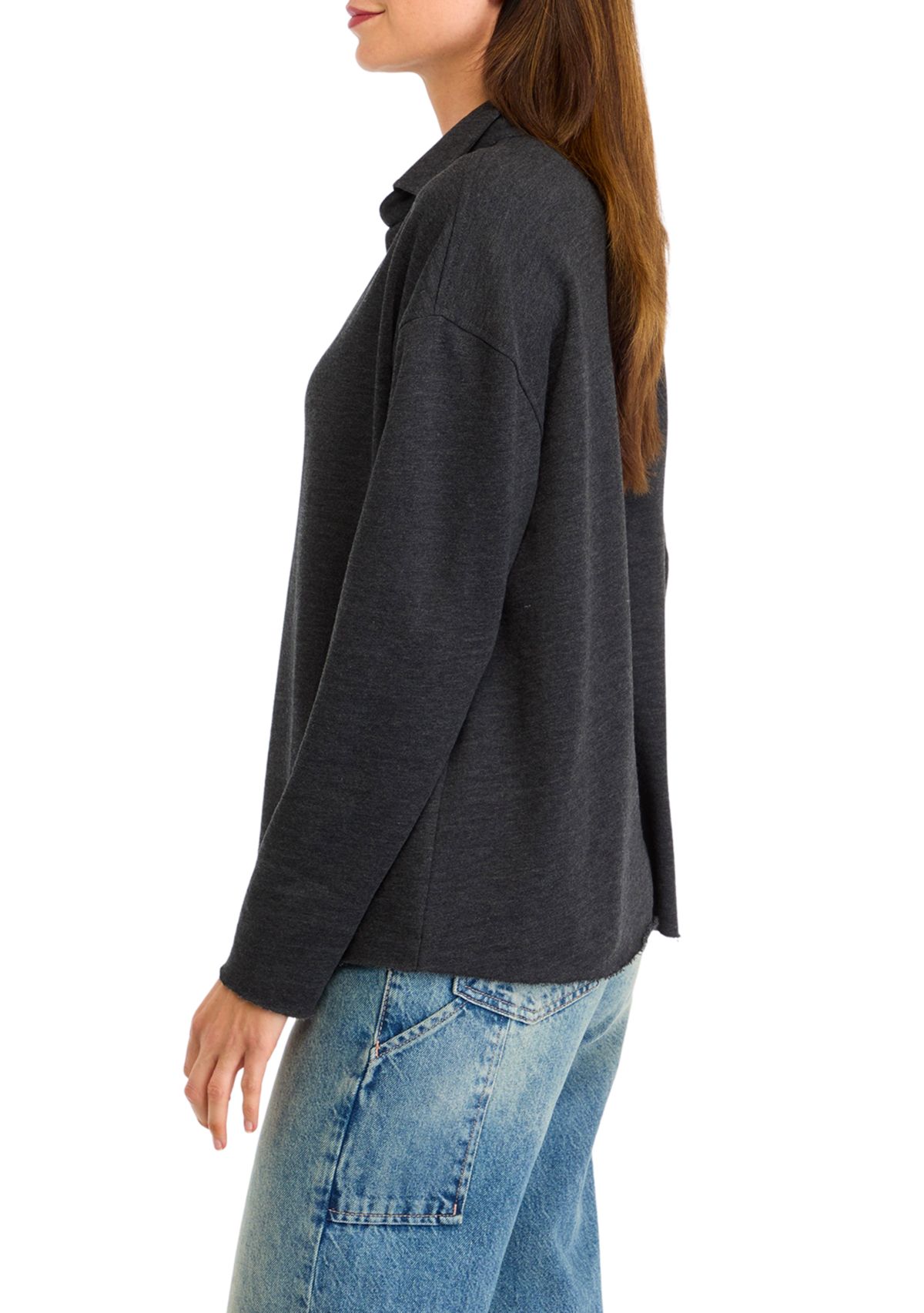 Womens Johnny Collar Pullover Top
