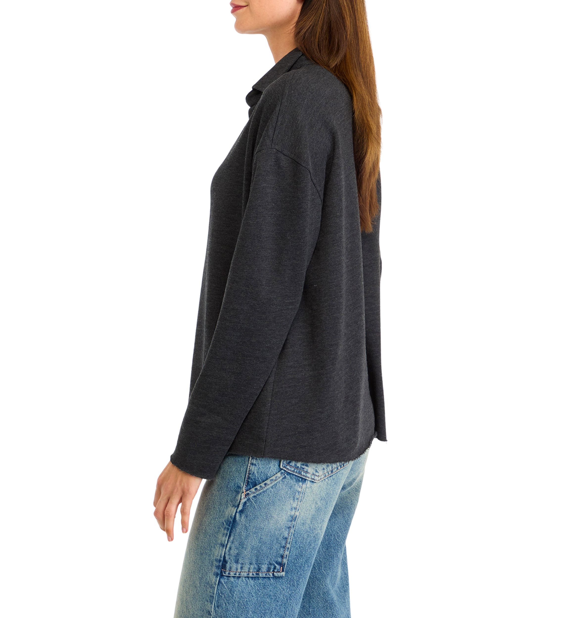 Womens Johnny Collar Pullover Top
