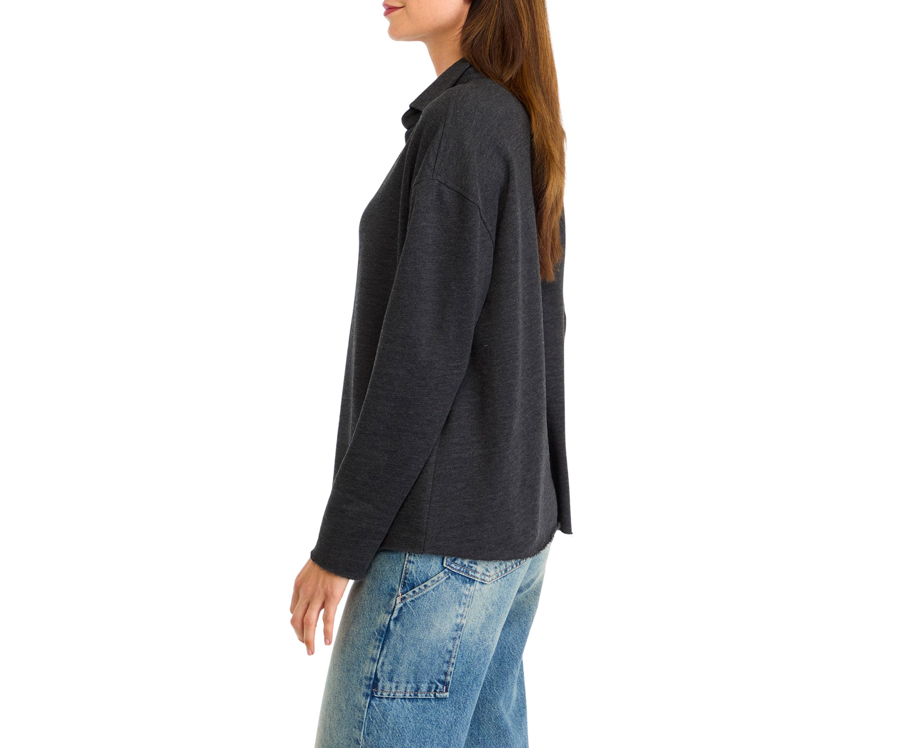 Womens Johnny Collar Pullover Top