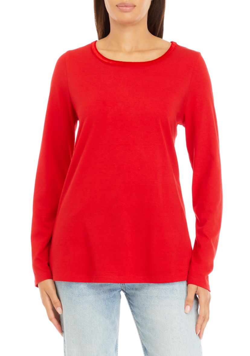 Womens Velvet Trim Top