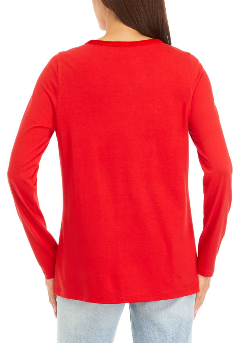 Womens Velvet Trim Top