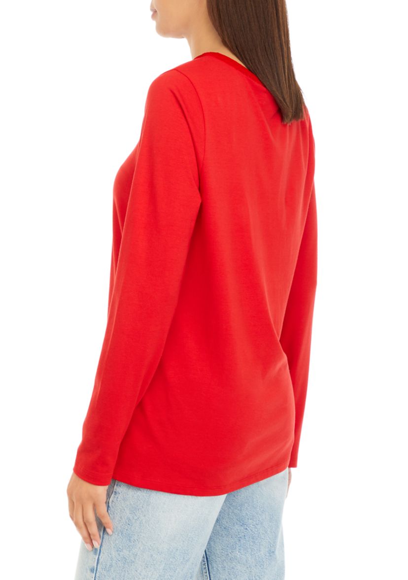 Womens Velvet Trim Top