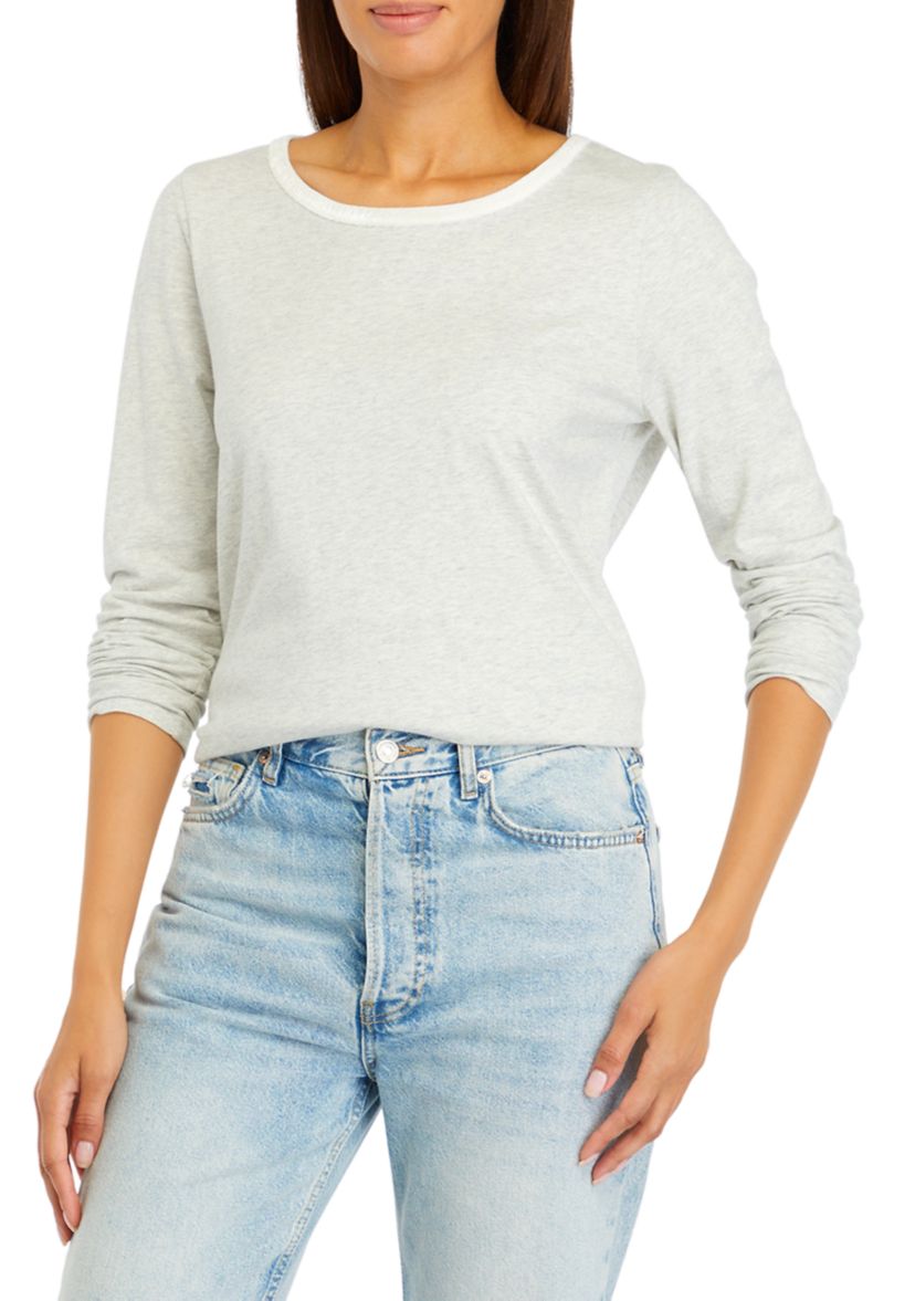 Womens Velvet Trim Heather Top