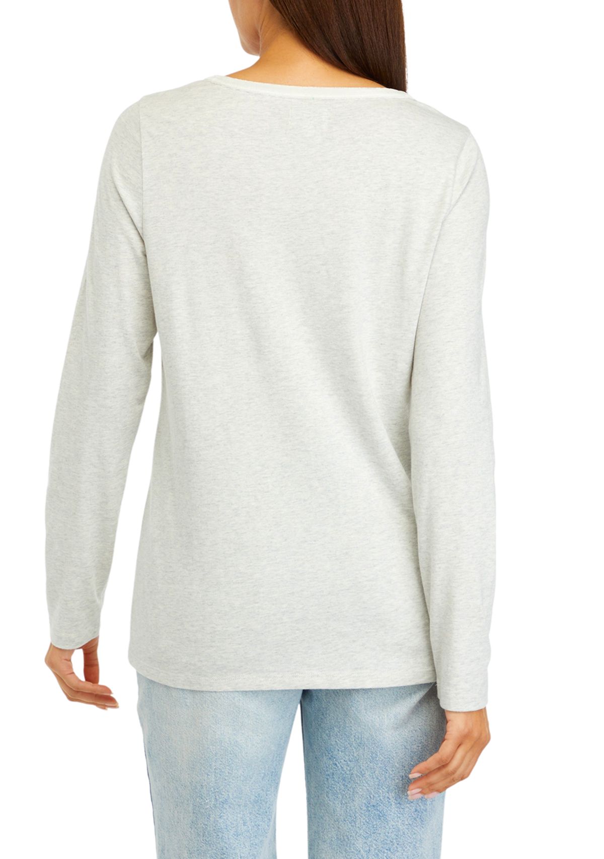 Womens Velvet Trim Heather Top