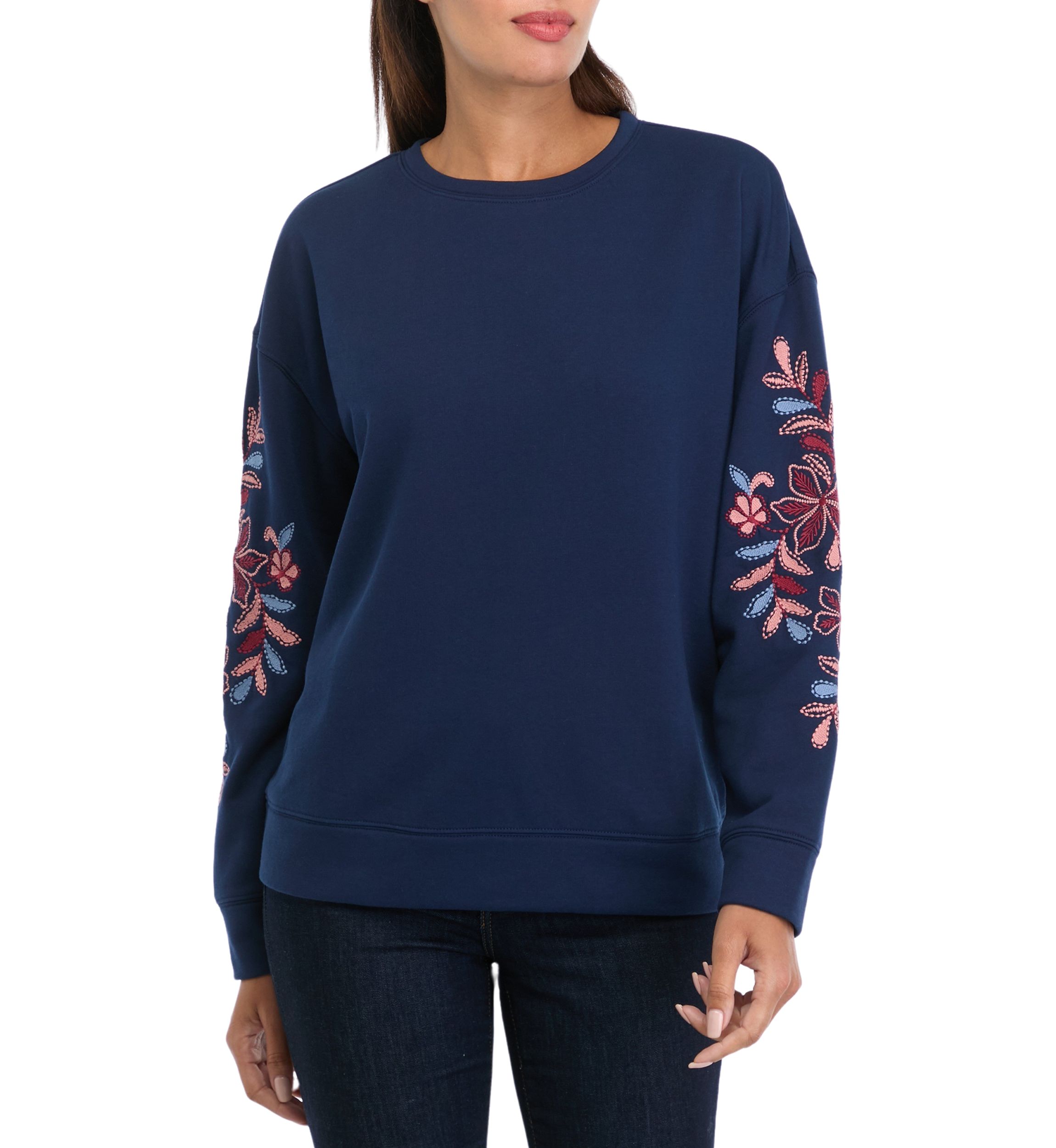 Womens Long Sleeve Embroidered Sweatshirt