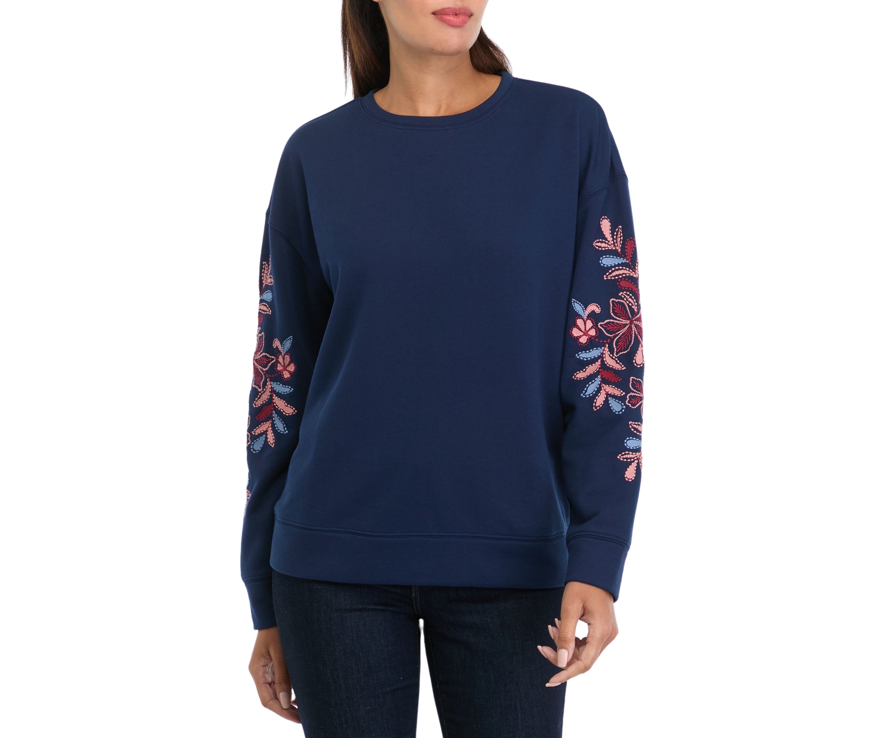 Womens Long Sleeve Embroidered Sweatshirt