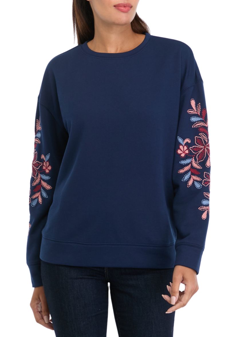 Womens Long Sleeve Embroidered Sweatshirt