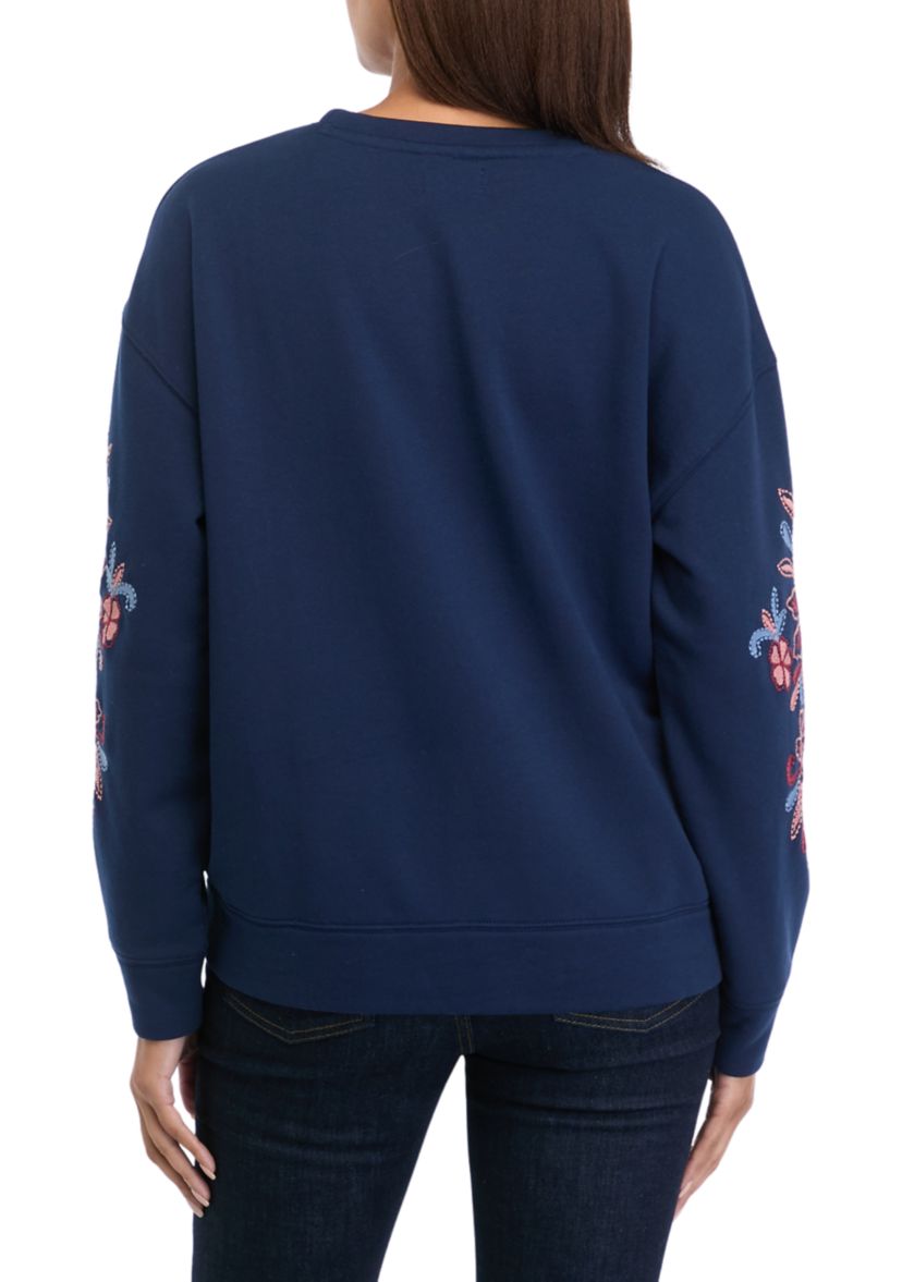 Womens Long Sleeve Embroidered Sweatshirt