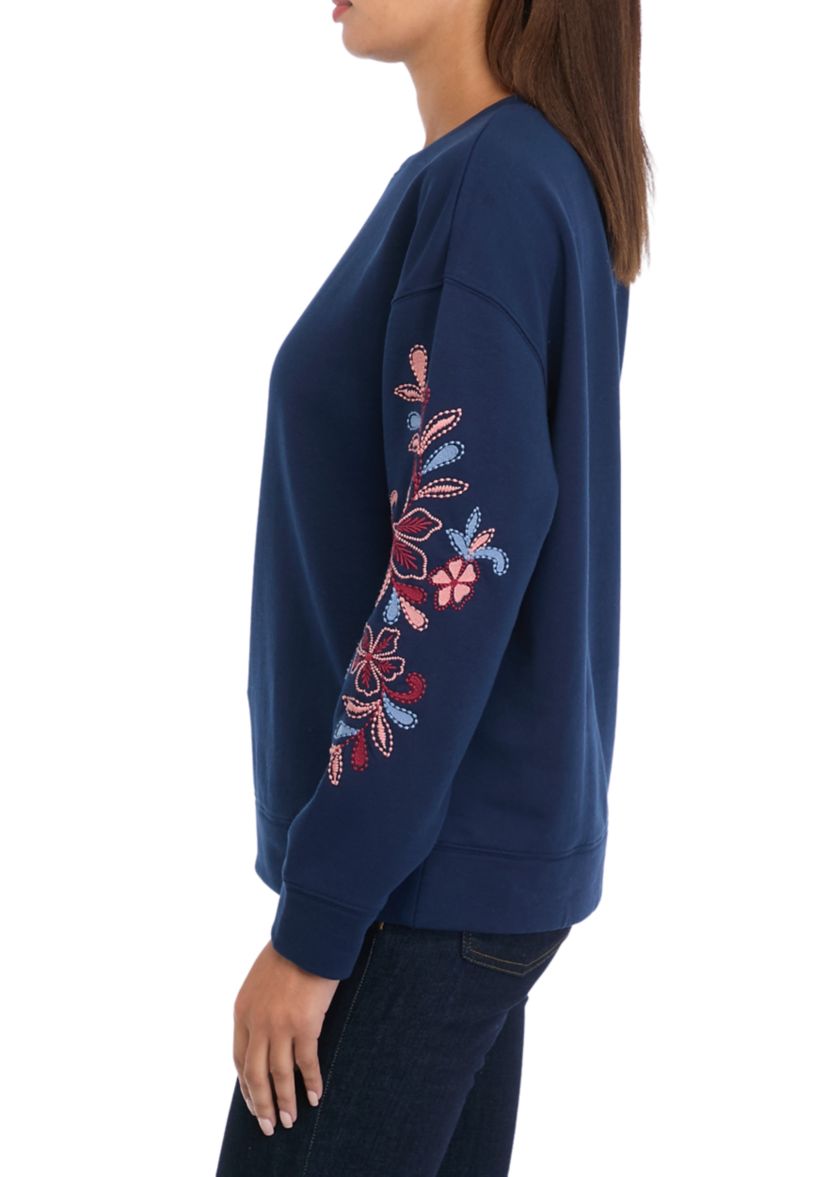 Womens Long Sleeve Embroidered Sweatshirt