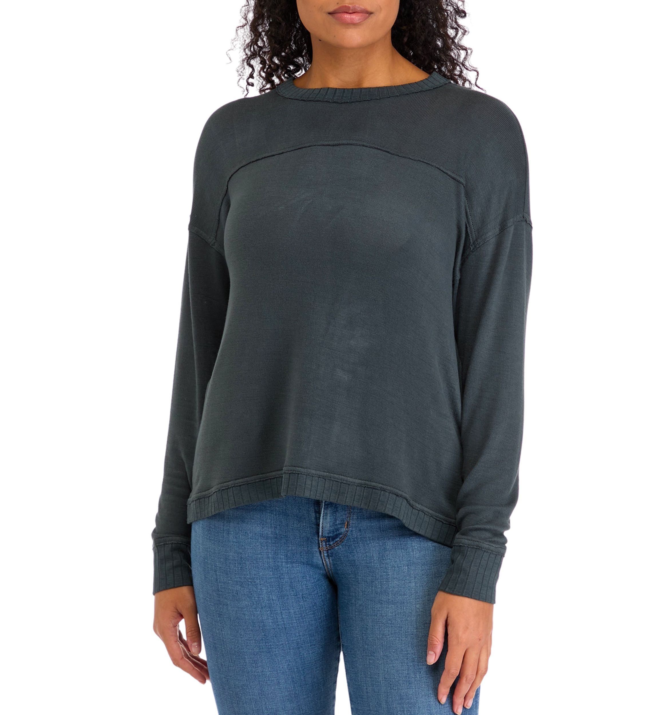 Womens Raw Edge Solid T-Shirt