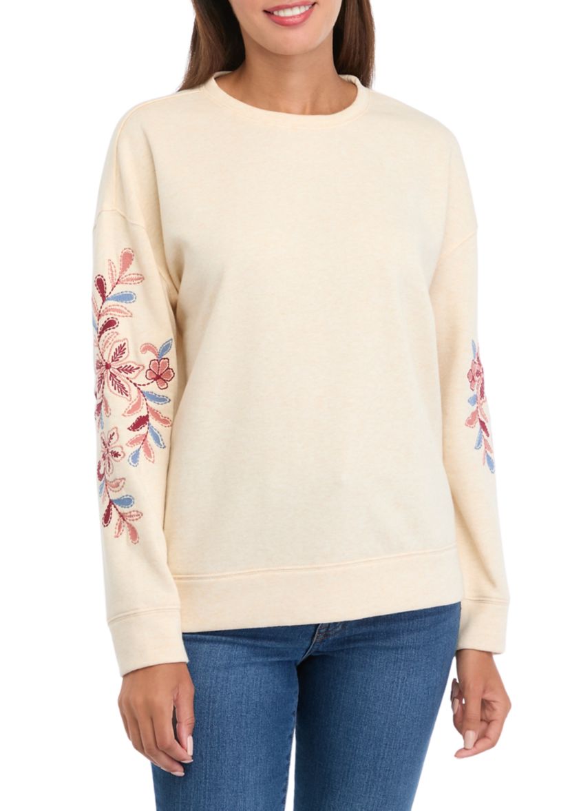   Womens Long Sleeve Embroidered Sweatshirt 
