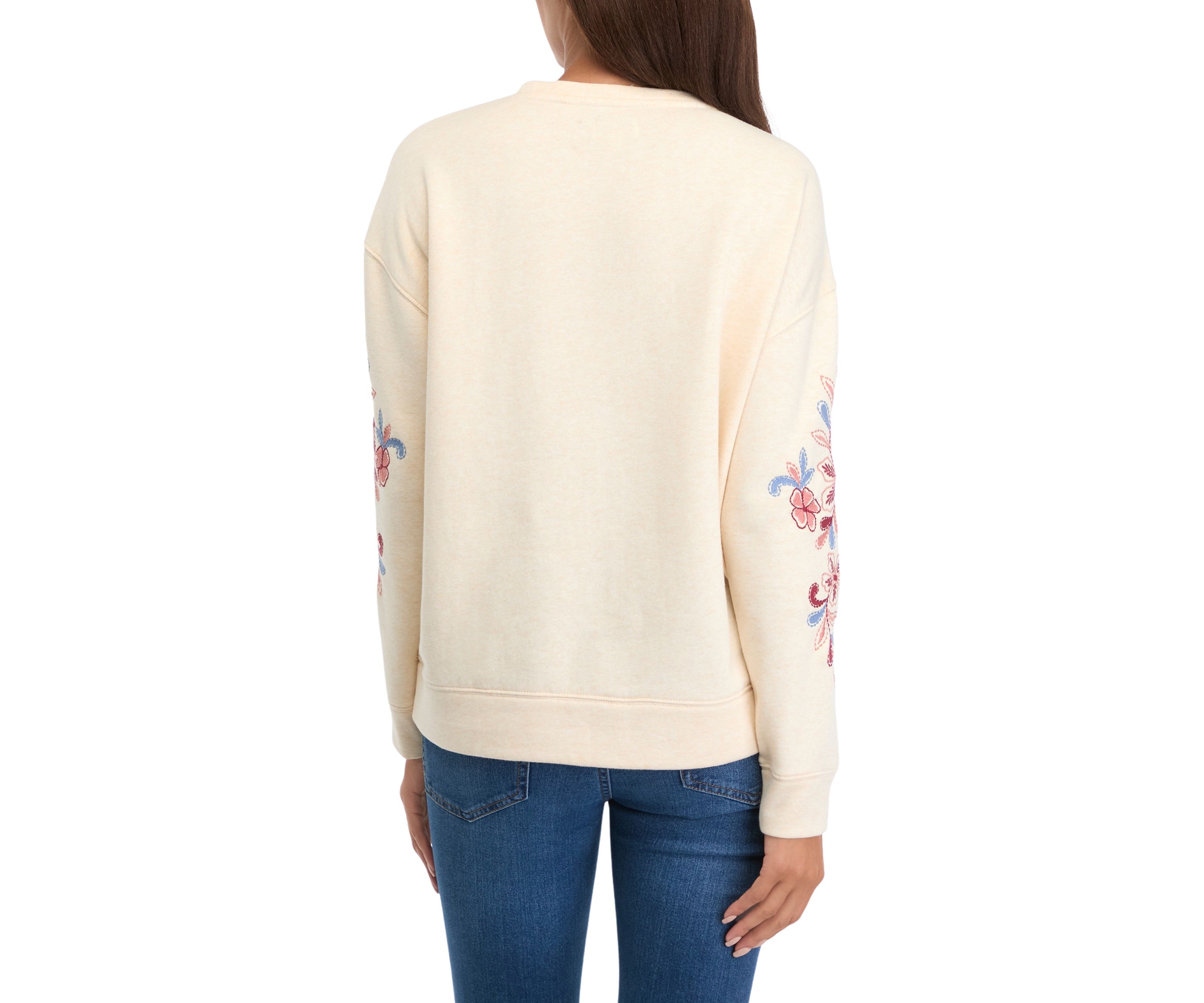   Womens Long Sleeve Embroidered Sweatshirt 