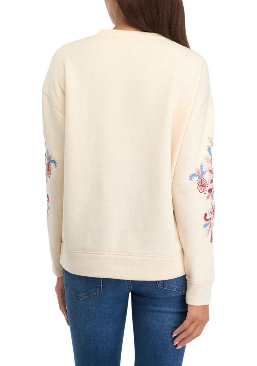   Womens Long Sleeve Embroidered Sweatshirt 