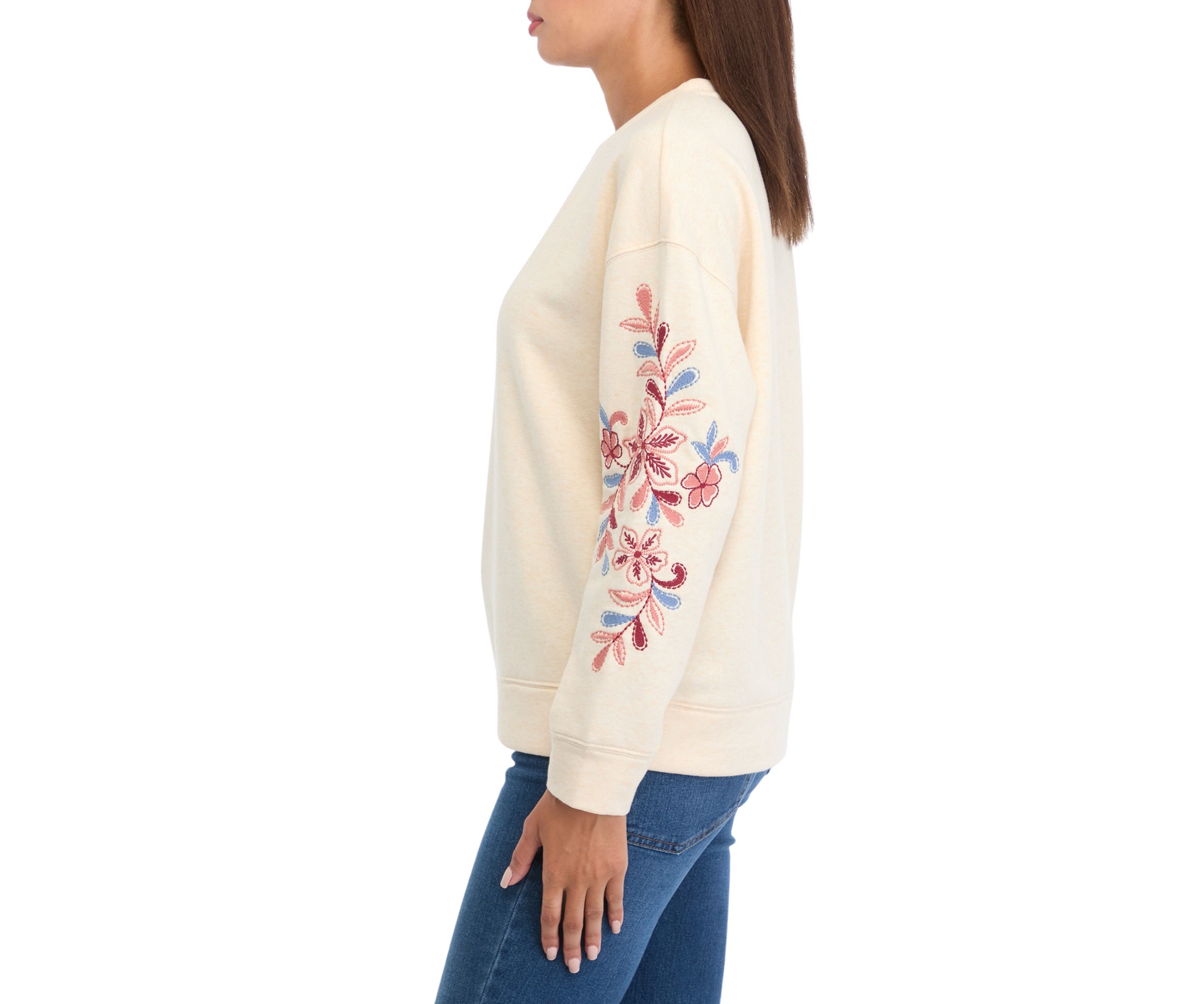   Womens Long Sleeve Embroidered Sweatshirt 