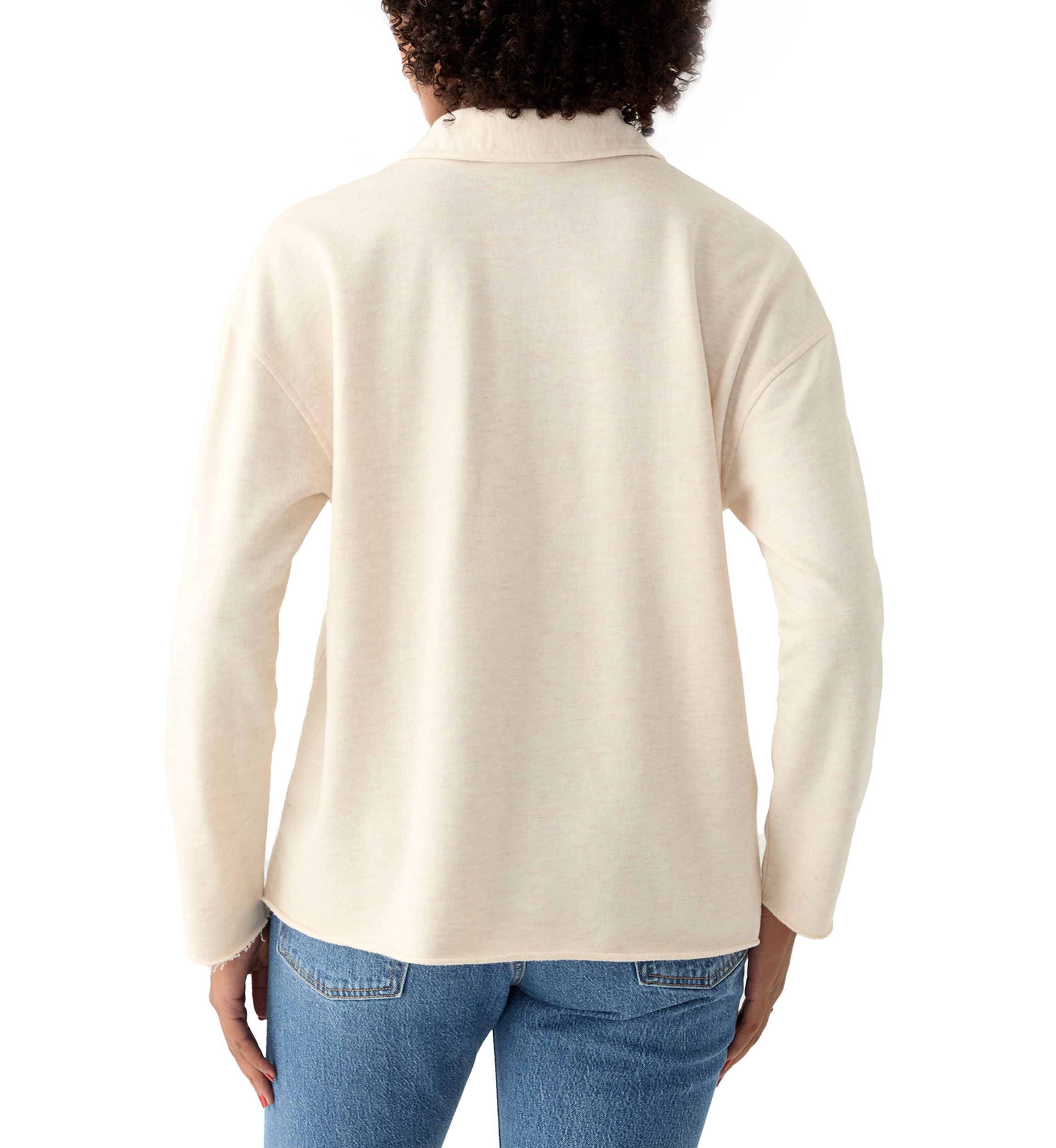 Womens Long Sleeve Johnny Collar Pullover T-Shirt