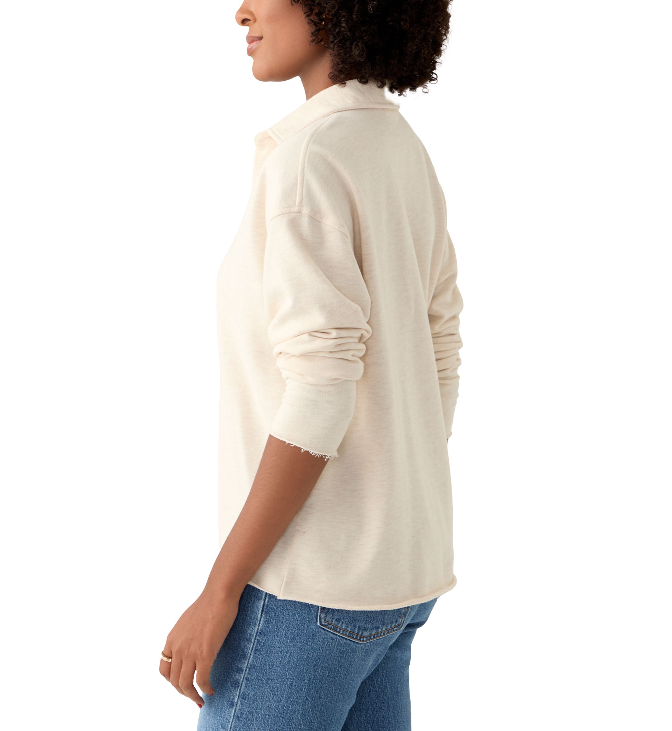 Womens Long Sleeve Johnny Collar Pullover T-Shirt
