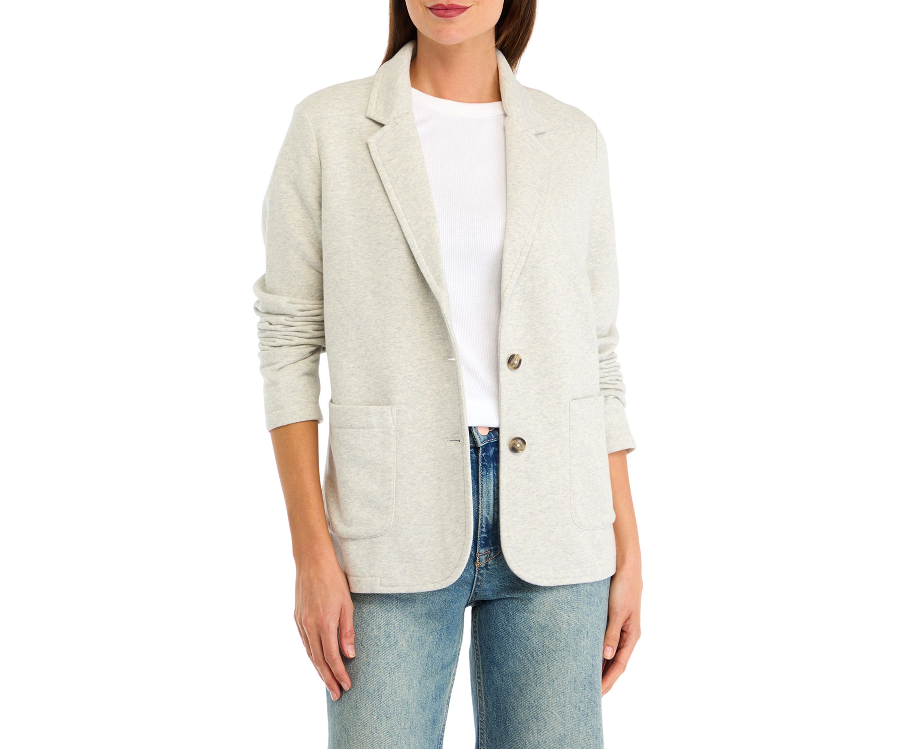 Womens Button Knit Blazer Heather Blazer 