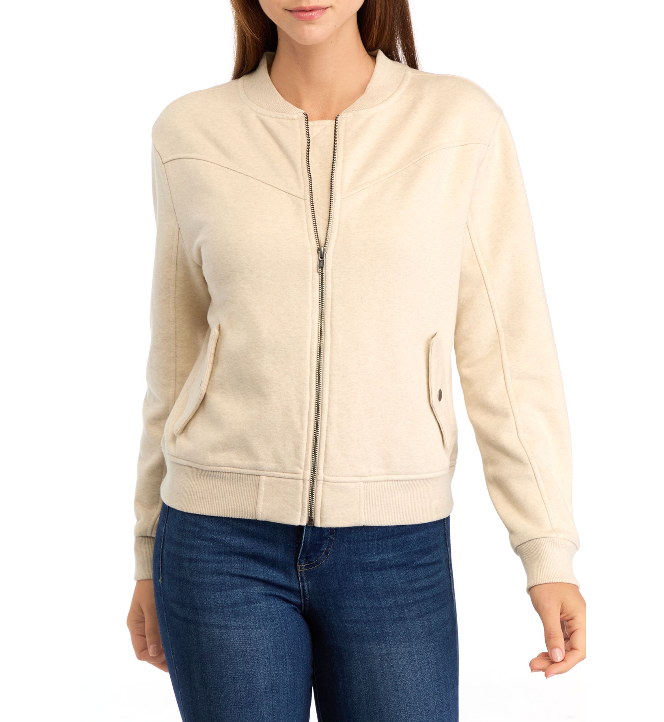 Womens Long Sleeve Knit Bomber Jacket