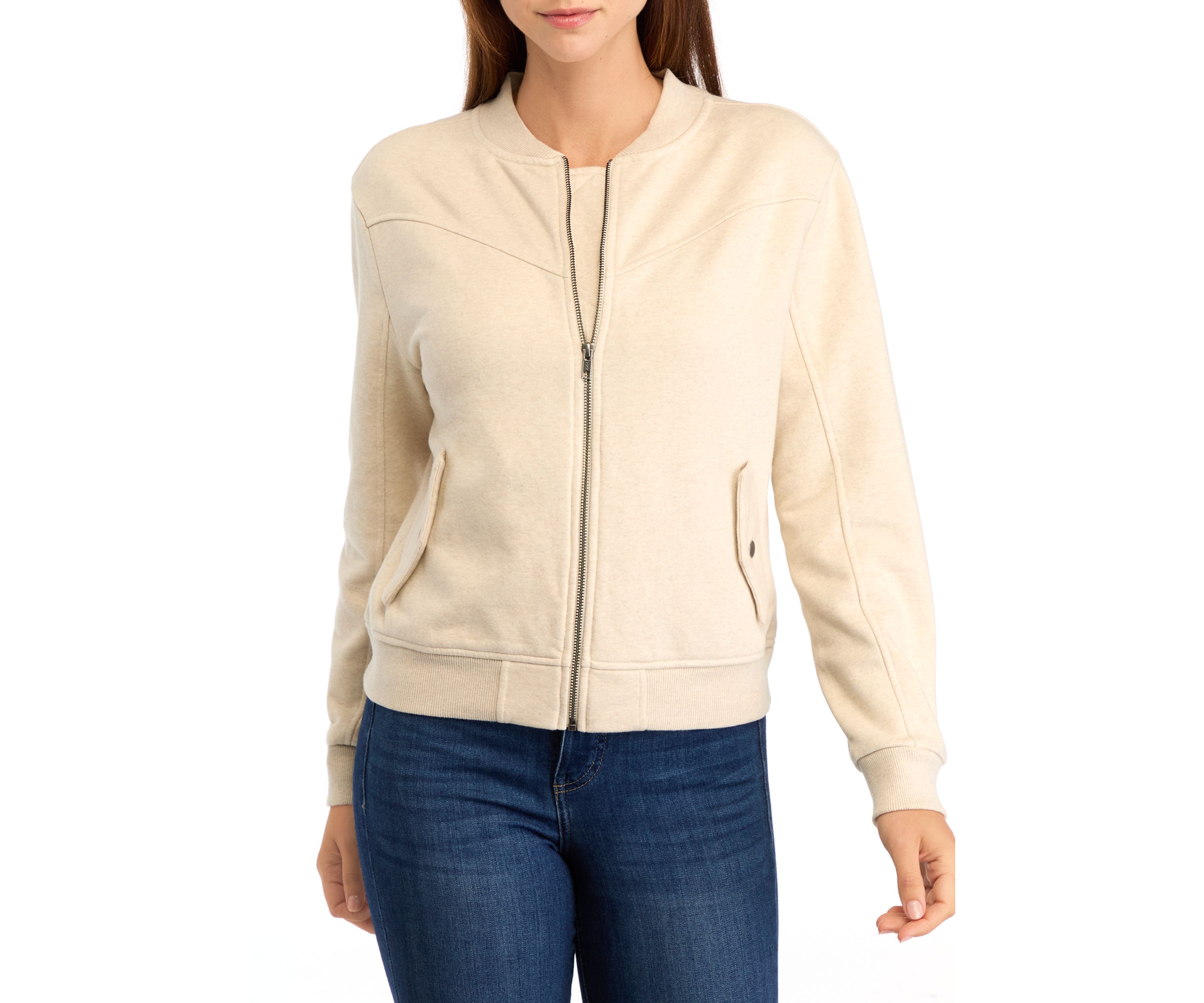 Womens Long Sleeve Knit Bomber Jacket