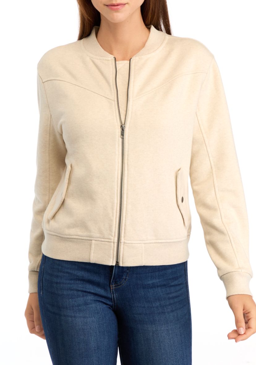 Womens Long Sleeve Knit Bomber Jacket