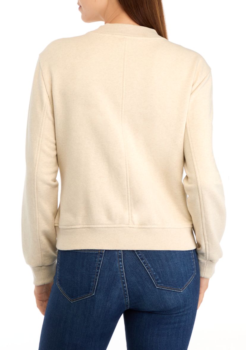 Womens Long Sleeve Knit Bomber Jacket
