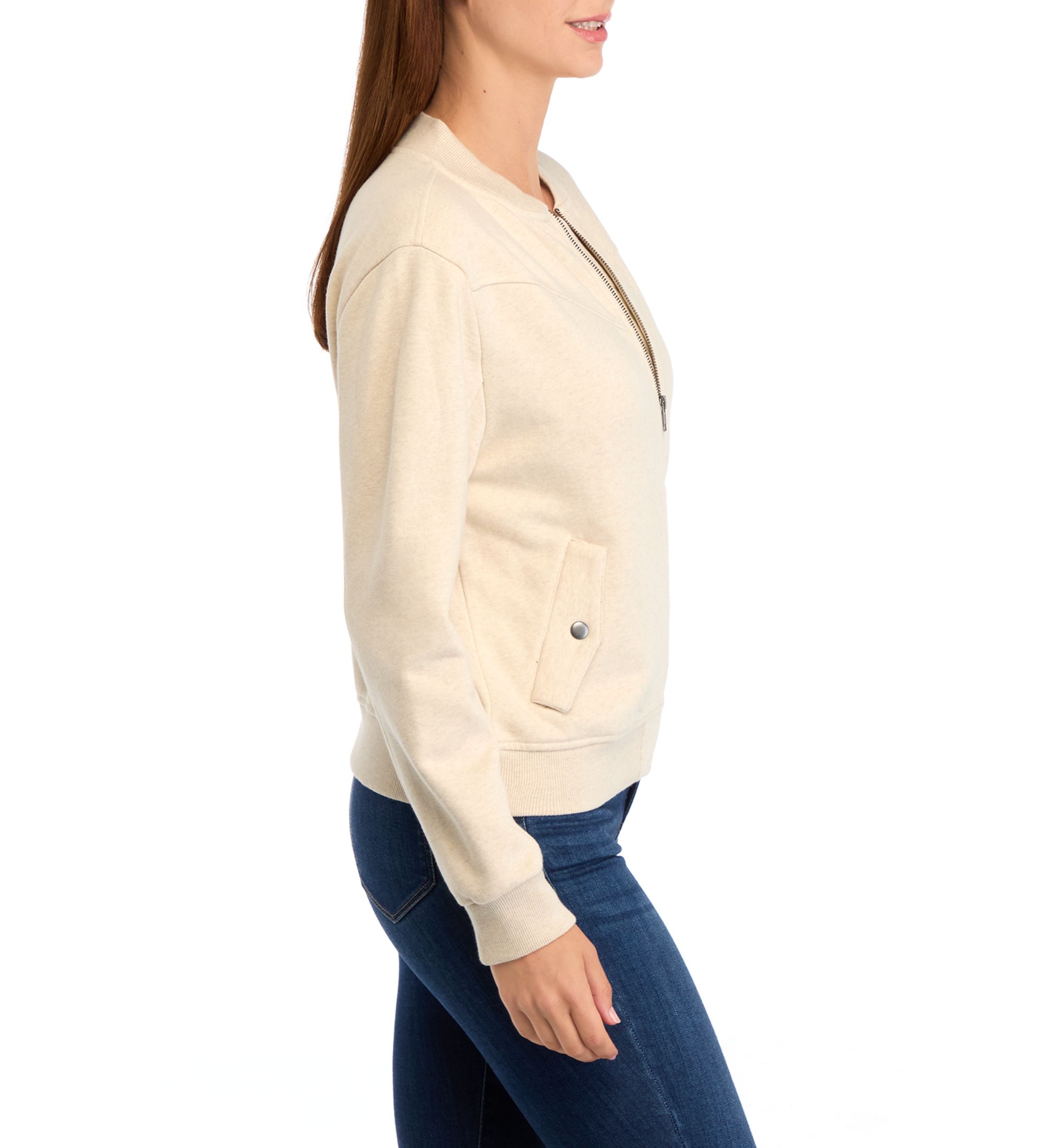 Womens Long Sleeve Knit Bomber Jacket
