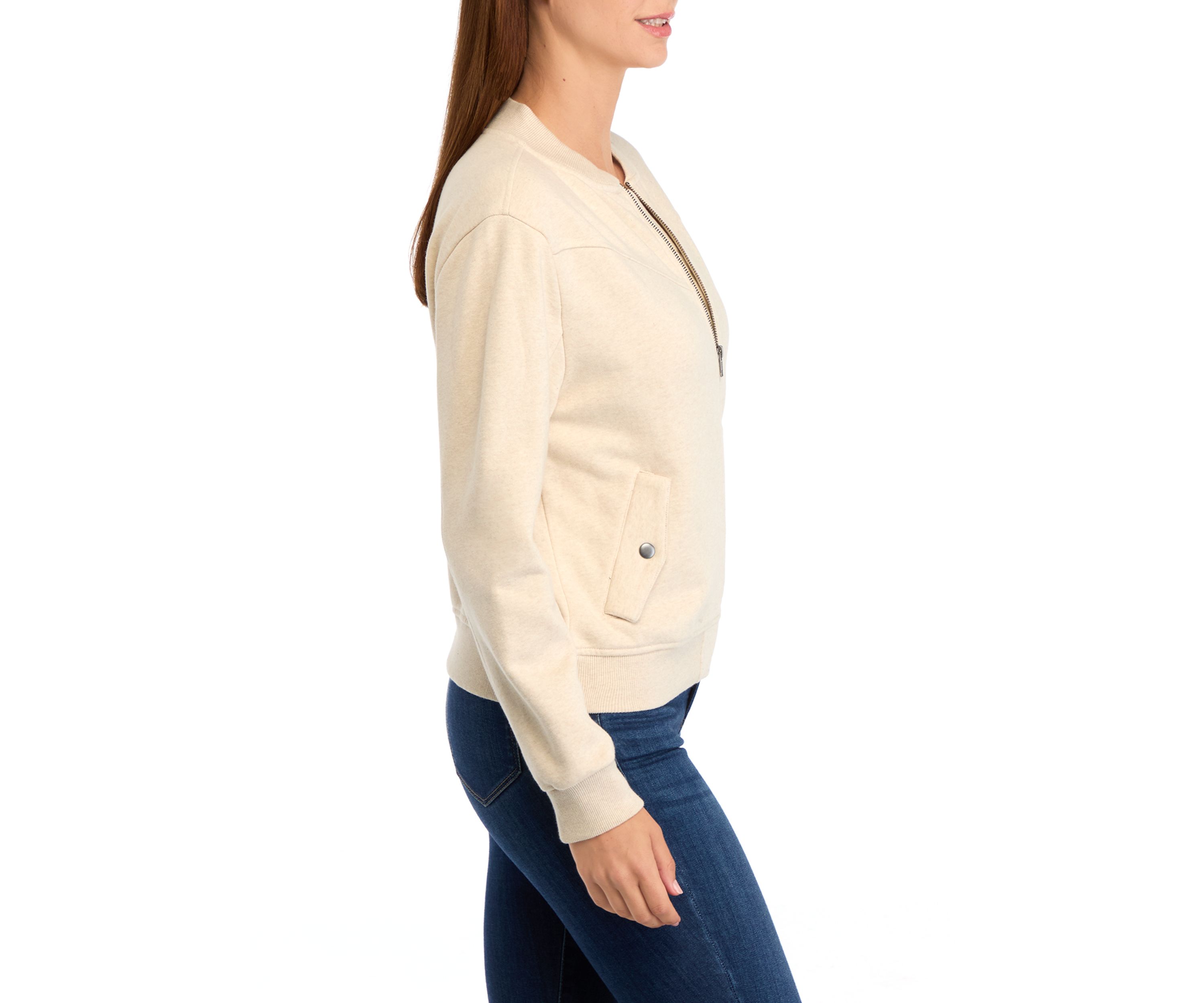 Womens Long Sleeve Knit Bomber Jacket