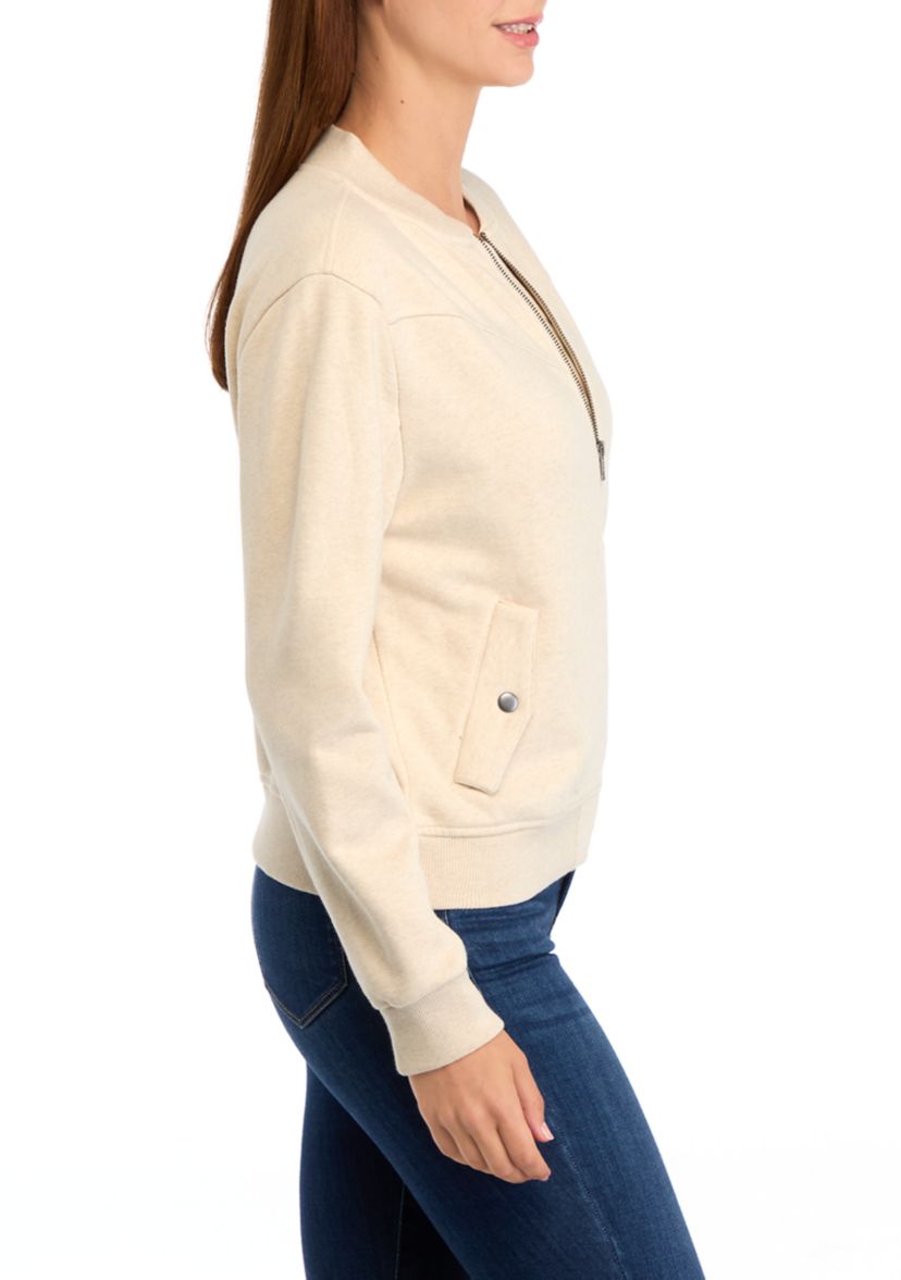 Womens Long Sleeve Knit Bomber Jacket