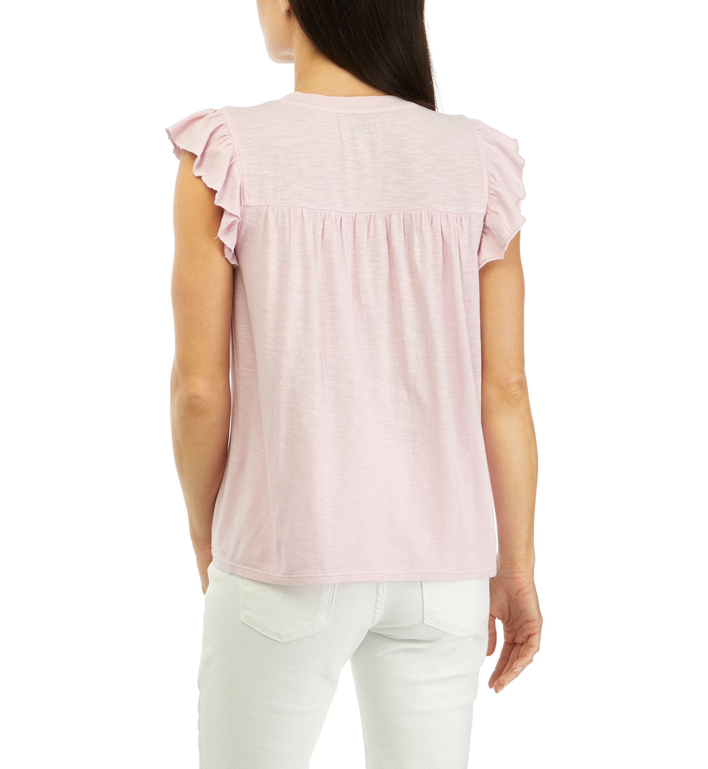 Womens Smocked Yoke Solid Top