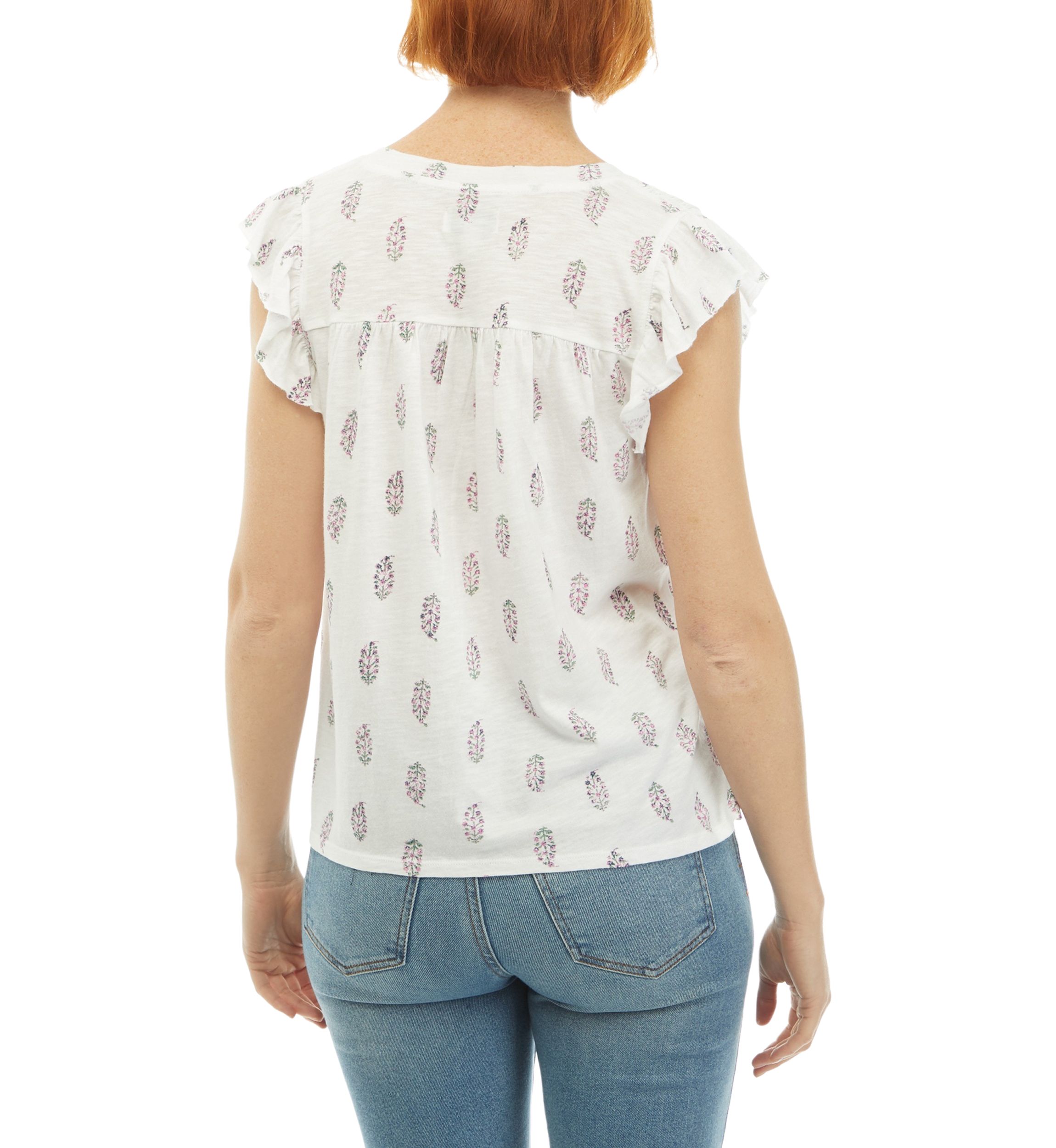 Womens Printed Smocked Top