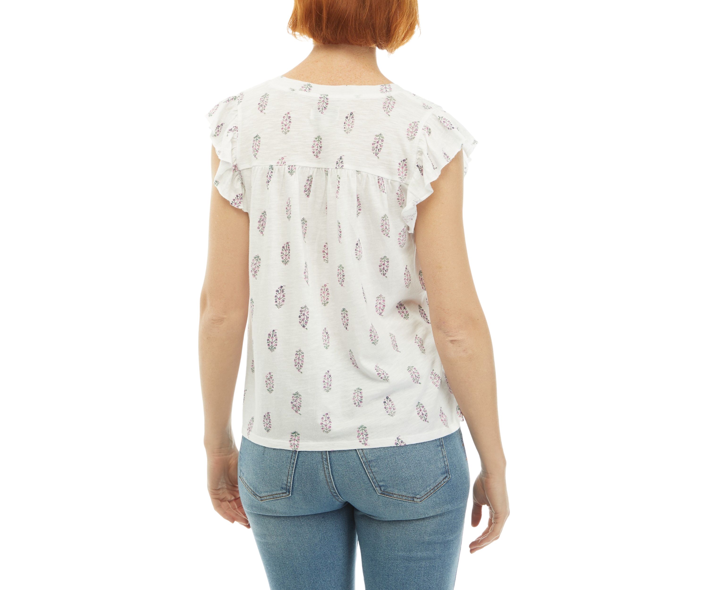 Womens Printed Smocked Top