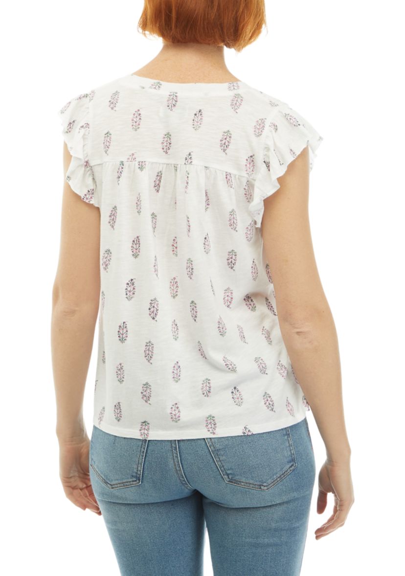Womens Printed Smocked Top