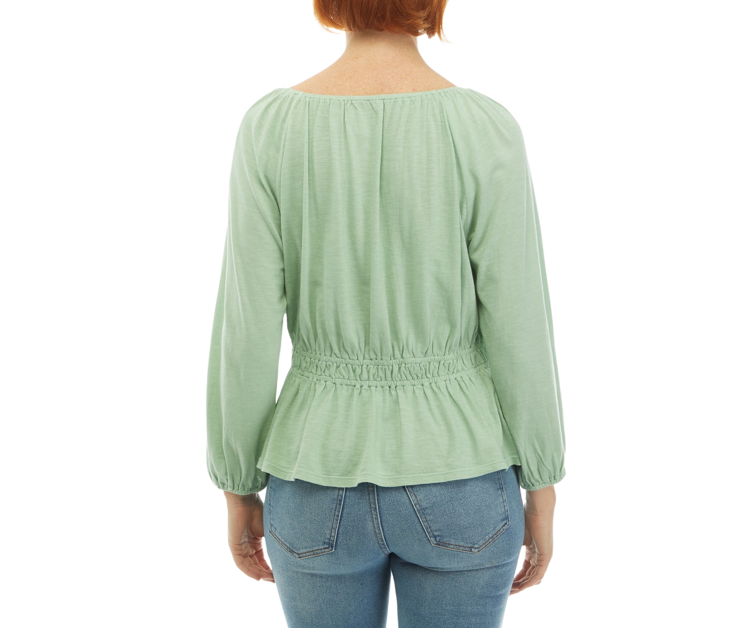 Womens Smocked Peasant Top